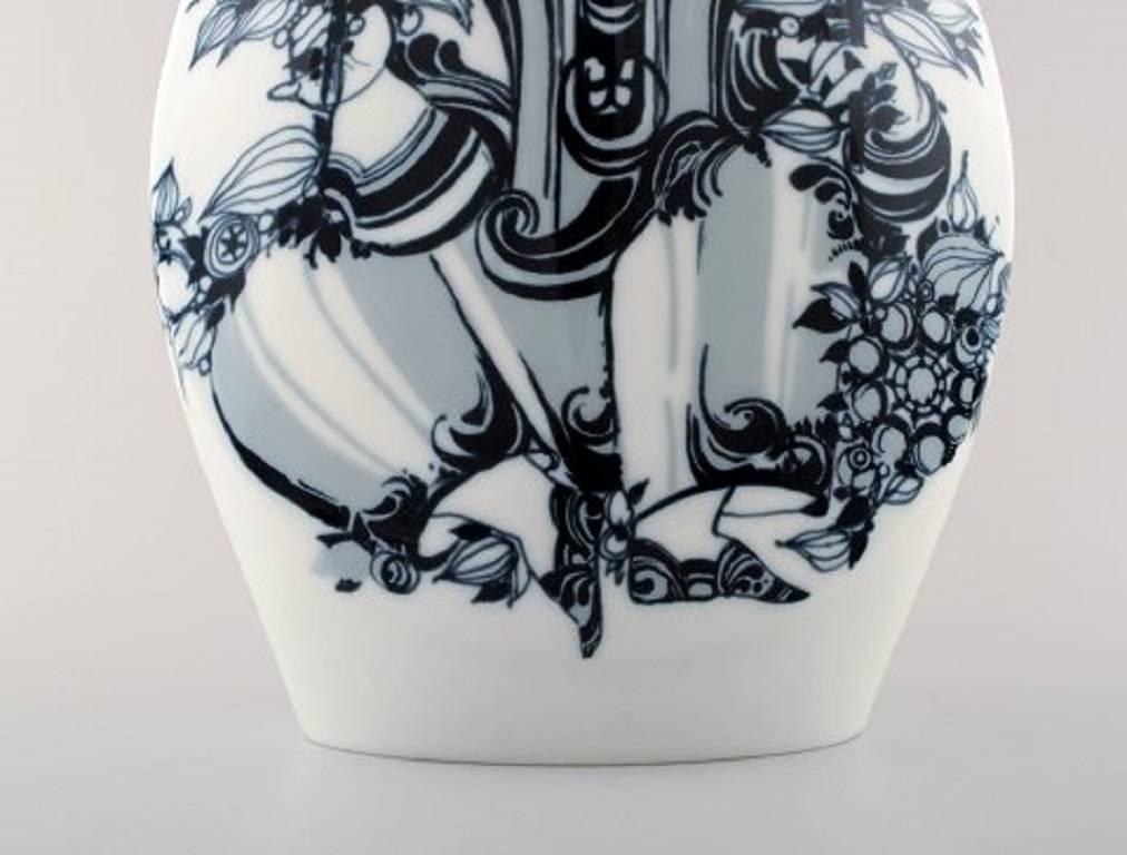 Rosenthal Studio Line, Bjorn Wiinblad Large Porcelain Vase, Decorated in Blue In Excellent Condition In Copenhagen, DK