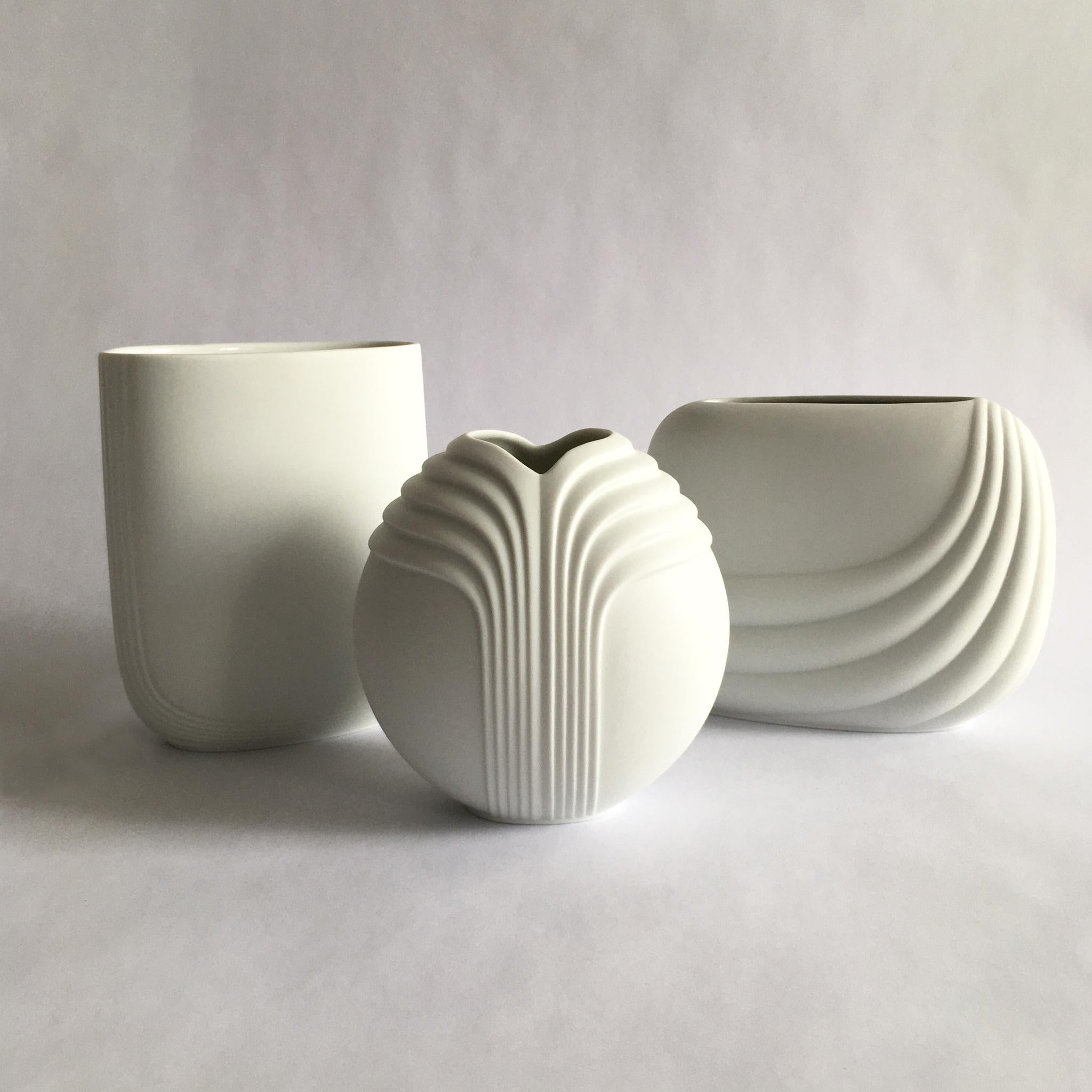 Unglazed Rosenthal Studio Line by Christa Hausler-Goltz, White Porcelain Bisque Vase For Sale