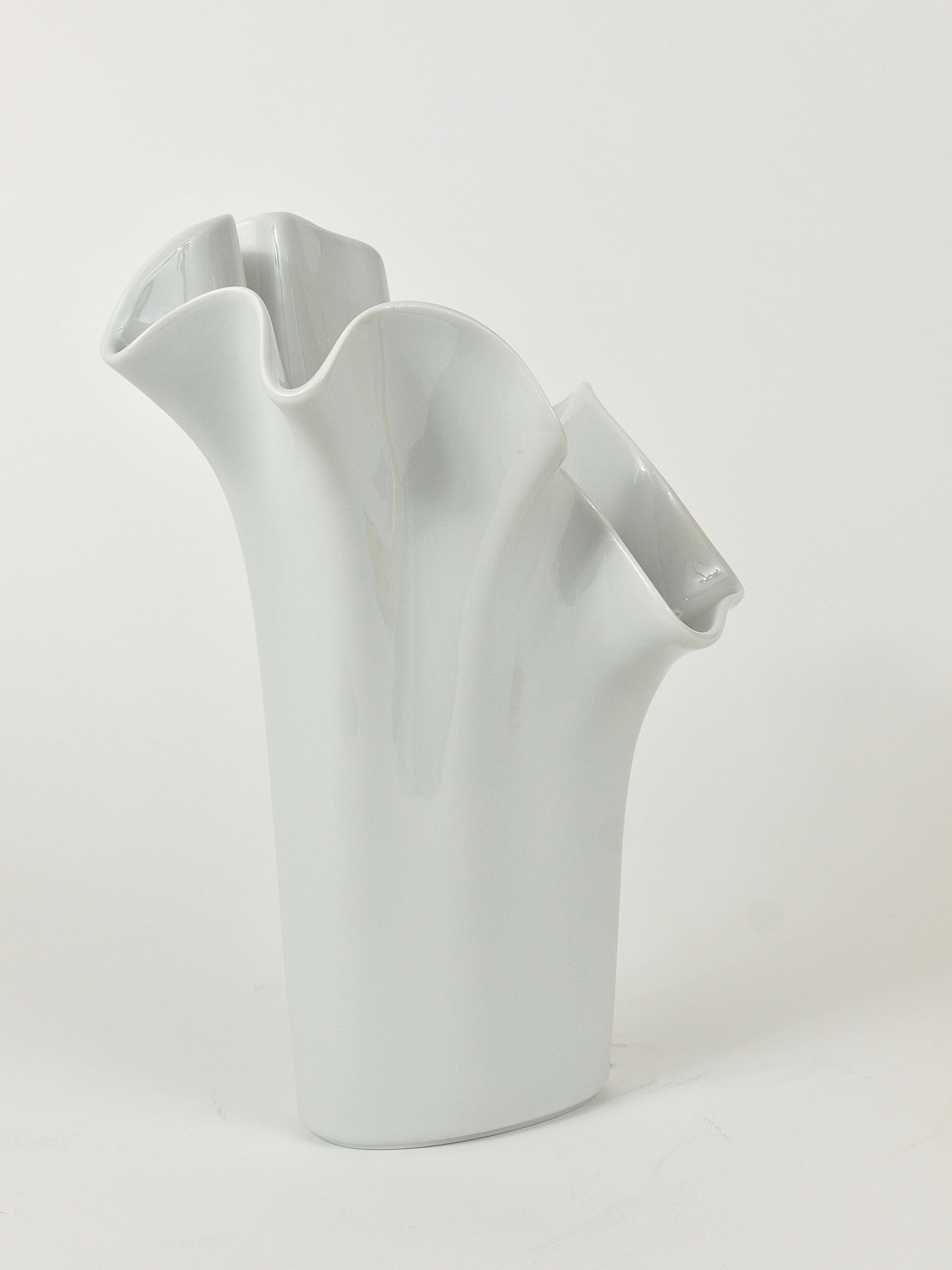 Porcelain Rosenthal Studio-line Fazzoletto Asym Vase by Claus Josef Riedel, Germany, 1970s