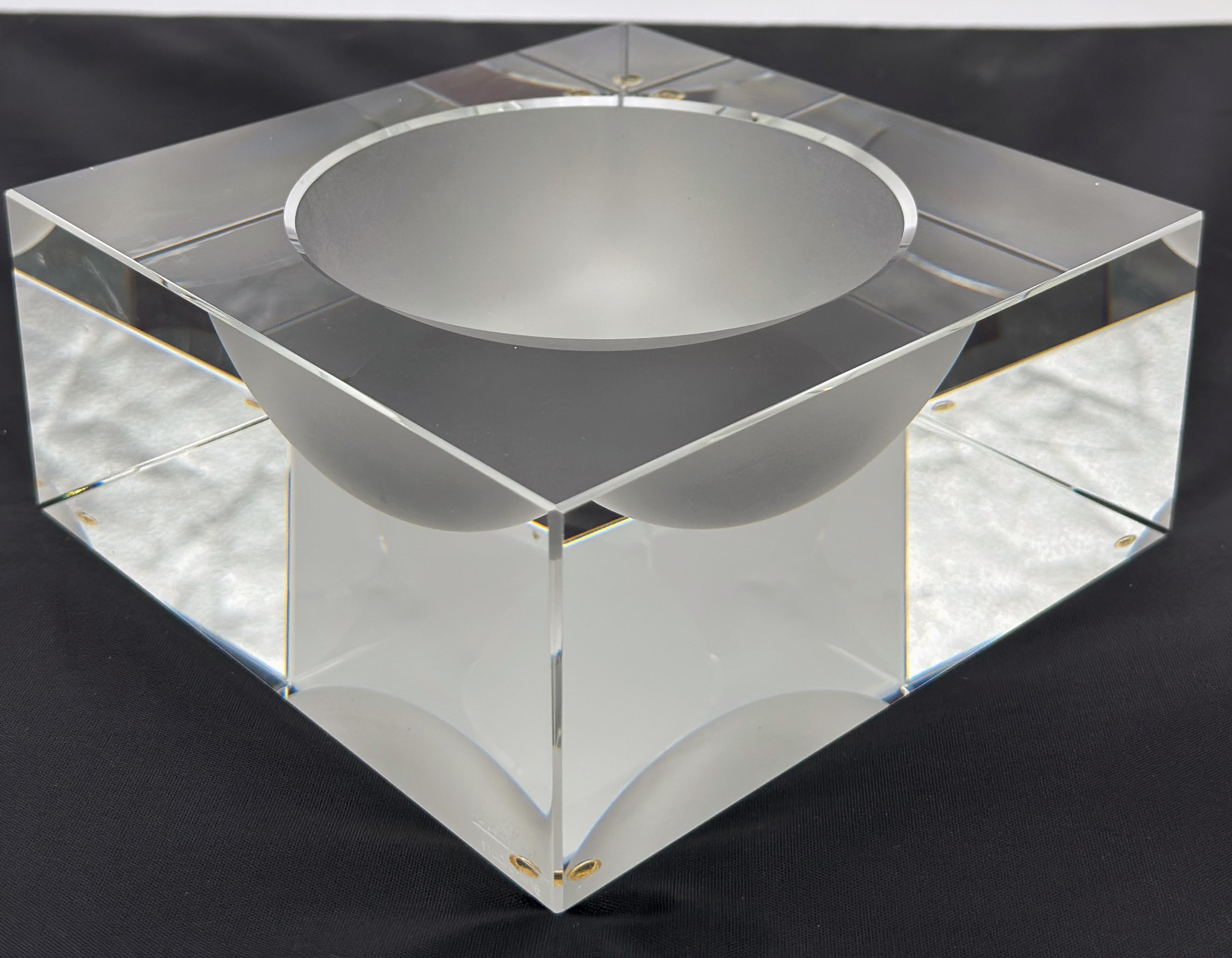 Rosenthal Studio-Line Lucite and Frosted Glass Cube Ashtray or Vide-Poche, 1970s For Sale 4