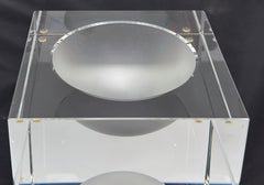 Posacenere a cubo o videopoche in cristallo trasparente e smerigliato di Rosenthal Studio A, anni '70