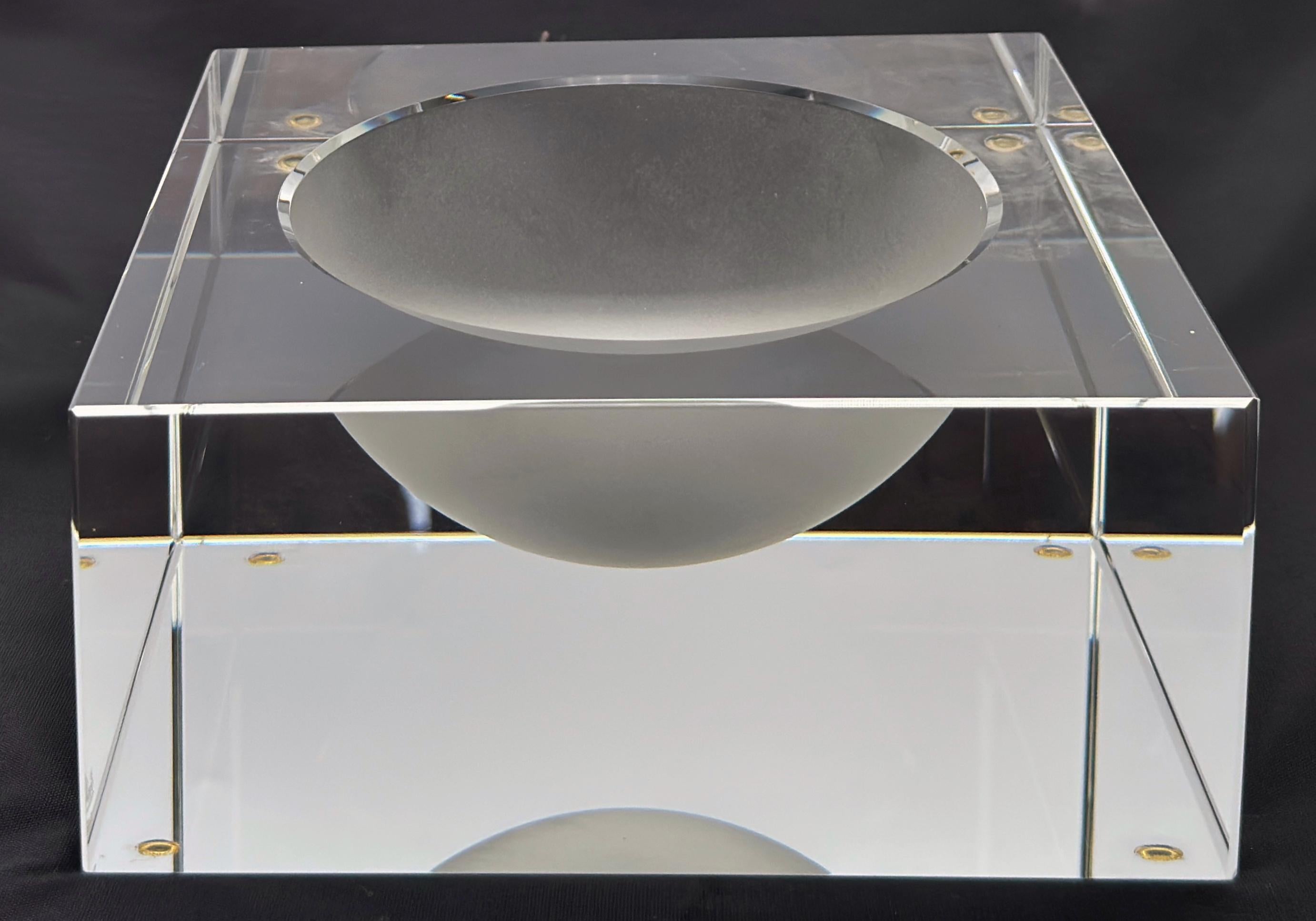 Modern Rosenthal Studio-Line Lucite and Frosted Glass Cube Ashtray or Vide-Poche, 1970s For Sale