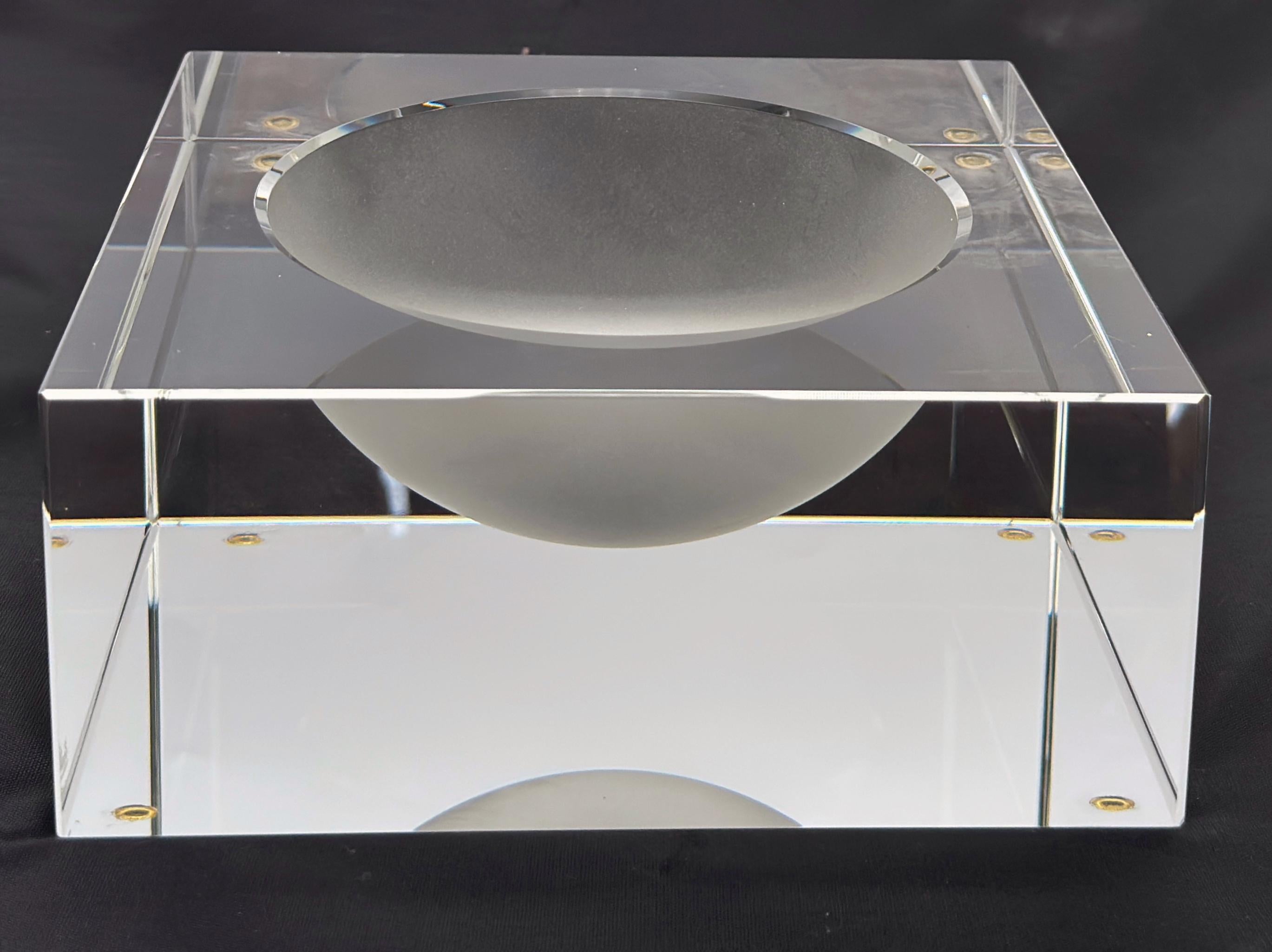 German Rosenthal Studio-Line Lucite and Frosted Glass Cube Ashtray or Vide-Poche, 1970s For Sale