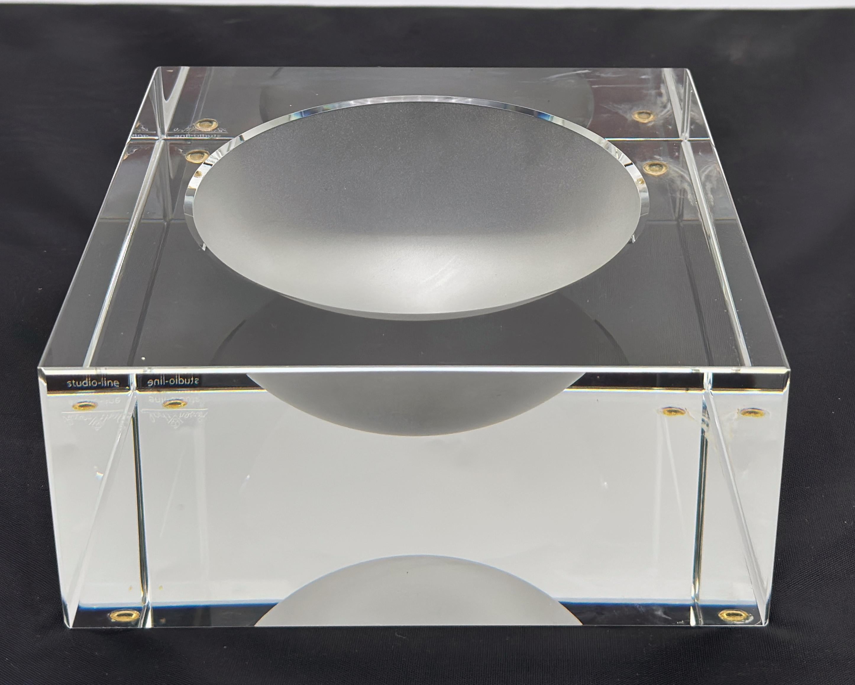 20th Century Rosenthal Studio-Line Lucite and Frosted Glass Cube Ashtray or Vide-Poche, 1970s For Sale