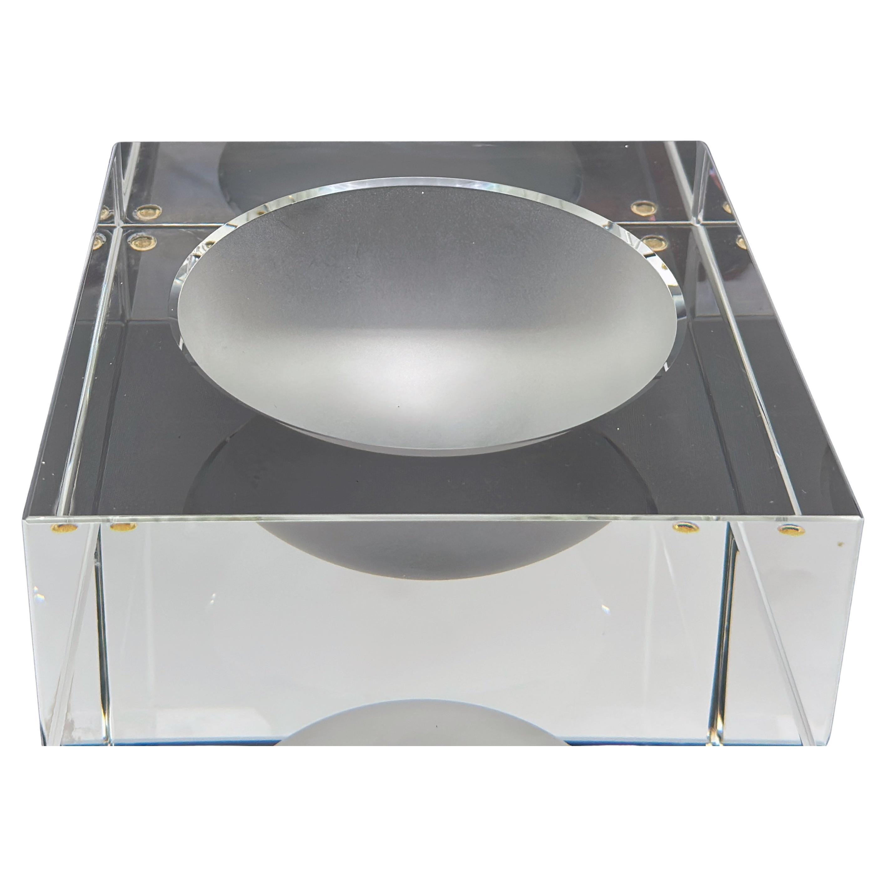 Rosenthal Studio-Line Lucite and Frosted Glass Cube Ashtray or Vide-Poche, 1970s For Sale
