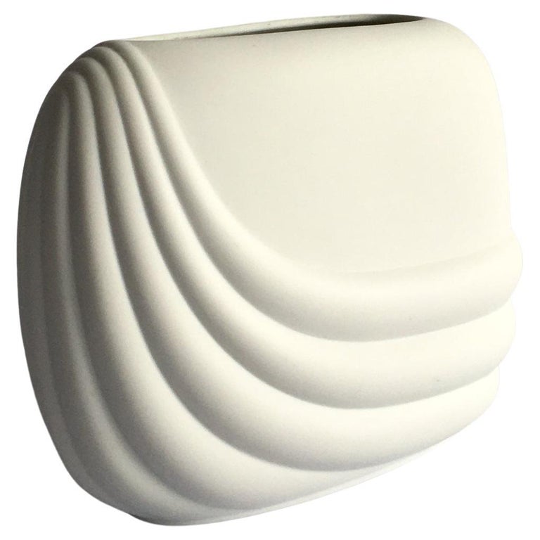 Rosenthal Studio Line Porcelain Bisque Vase by Uta Feyl, Curved Geometric Shape For Sale