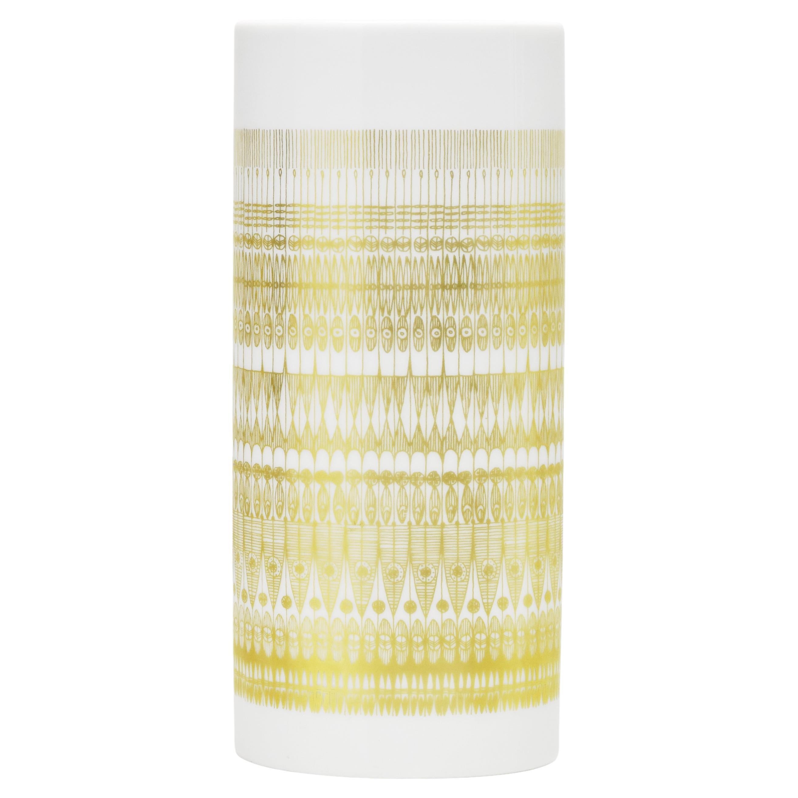 Rosenthal Studio-Line Vase White Porcelain Gold Pattern Design Hans Theo Baumann For Sale