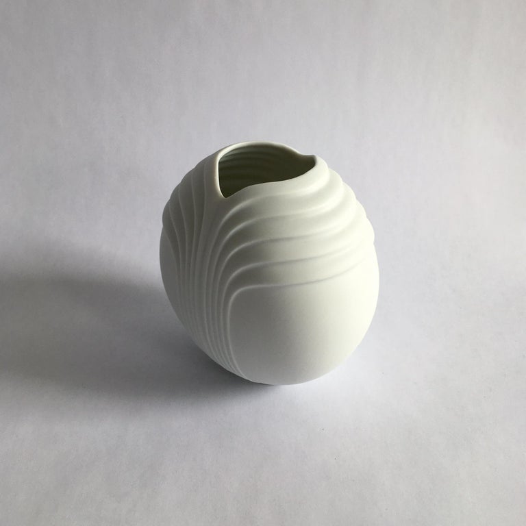 Unglazed Rosenthal Studio Line White Porcelain Bisque Vase by Uta Feyl, Circular Shape For Sale