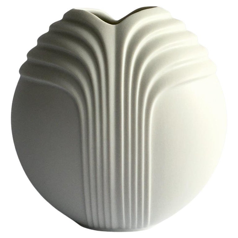 Rosenthal Studio Line White Porcelain Bisque Vase by Uta Feyl, Circular Shape For Sale