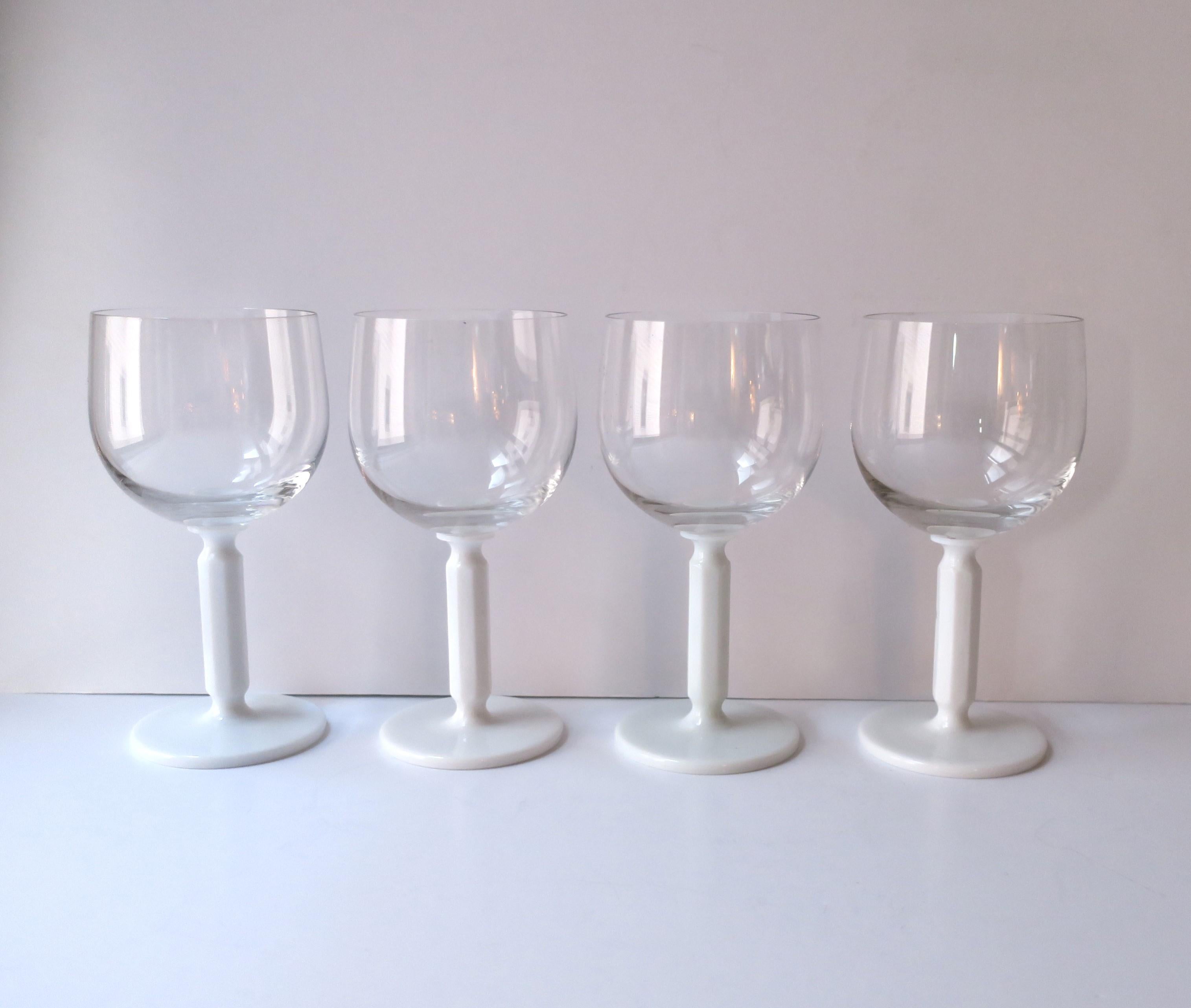 Modern Rosenthal Studio-Line Wine or Cocktail Glasses with White Glass Stem, Set of 4 For Sale