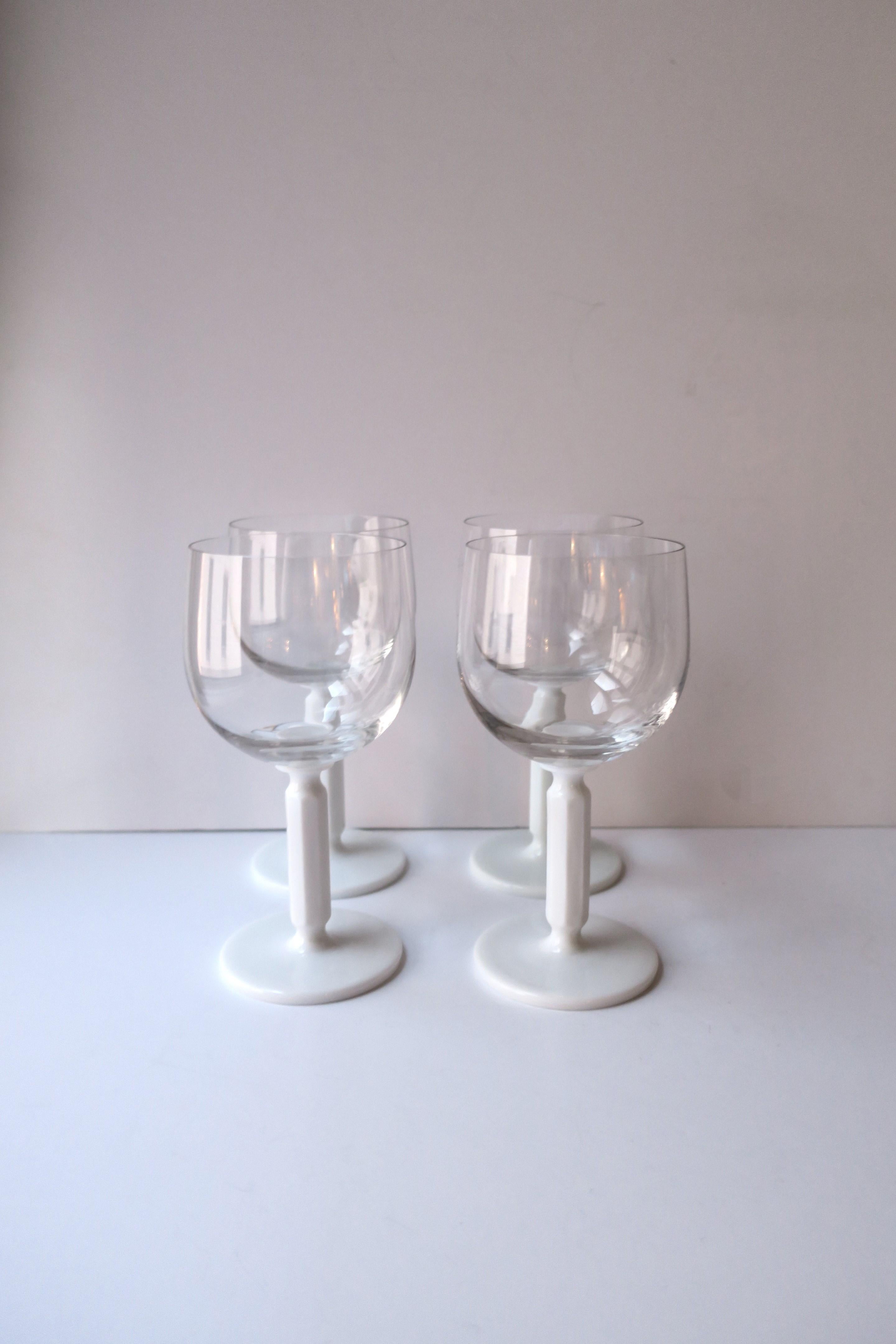 German Rosenthal Studio-Line Wine or Cocktail Glasses with White Glass Stem, Set of 4 For Sale