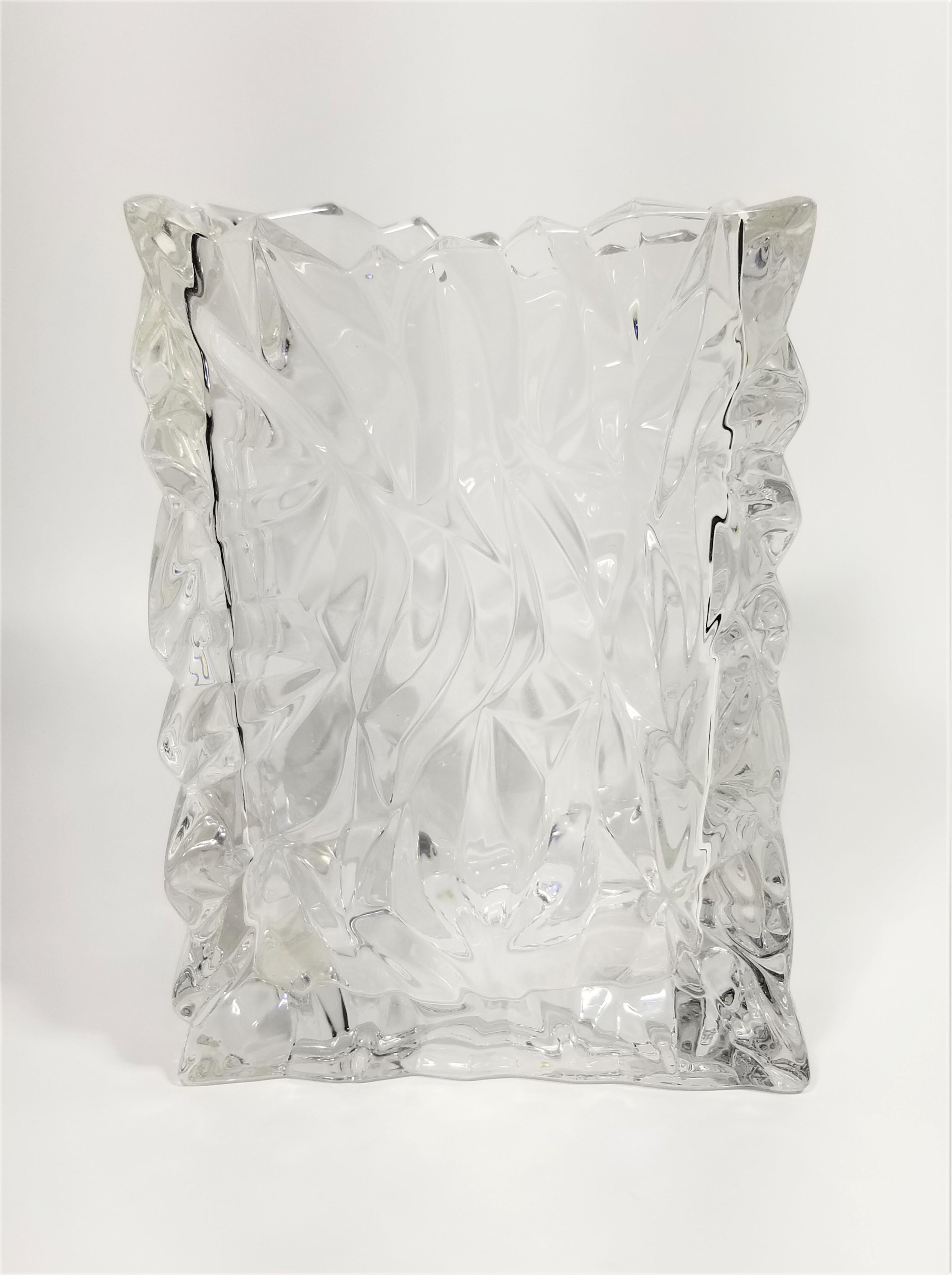 Mid-Century Modern Rosenthal Crystal Vase Brutalist Design Made in Germany For Sale