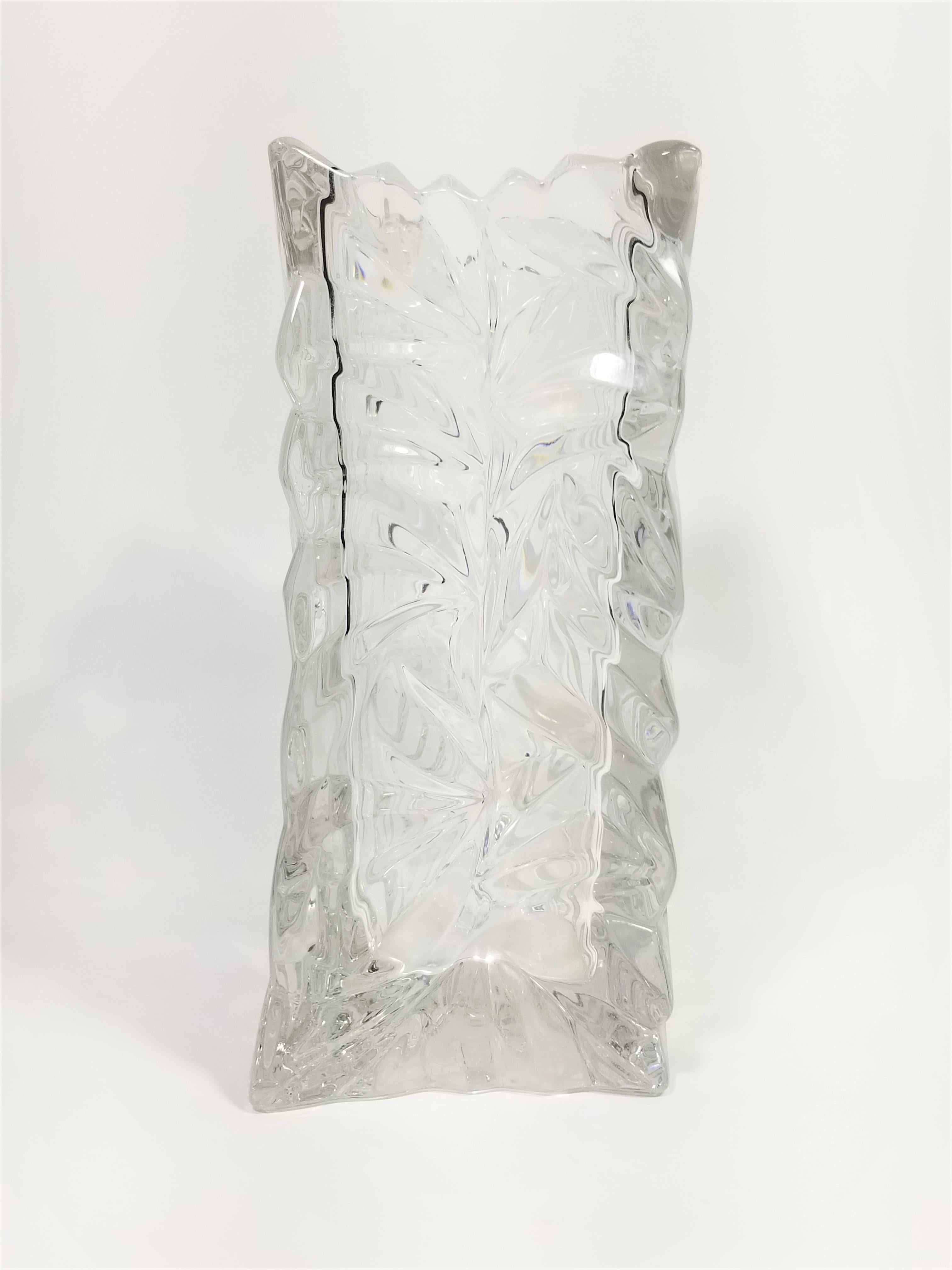 Rosenthal Crystal Vase Brutalist Design Made in Germany In Excellent Condition For Sale In New York, NY