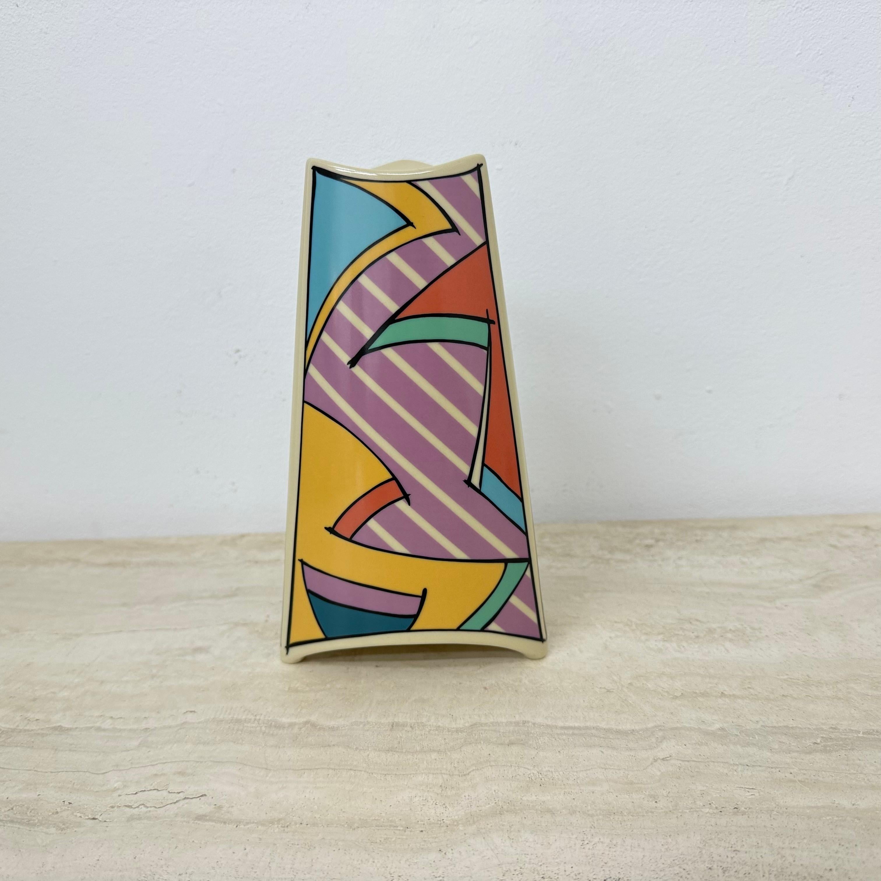 Rosenthal studio linie flash un jarron ceramica , 1980s Memphis en venta 1