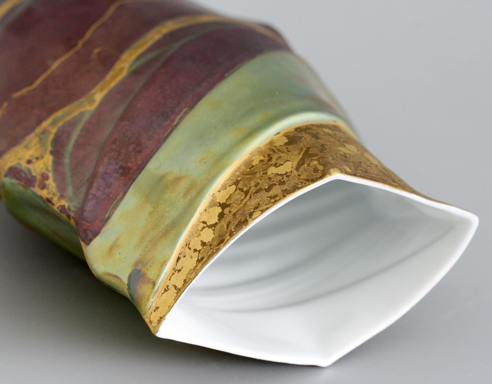 Hand-Crafted Rosenthal Studio-Linie Johan Van Loon & H Dresler Metallic Glazed Vase