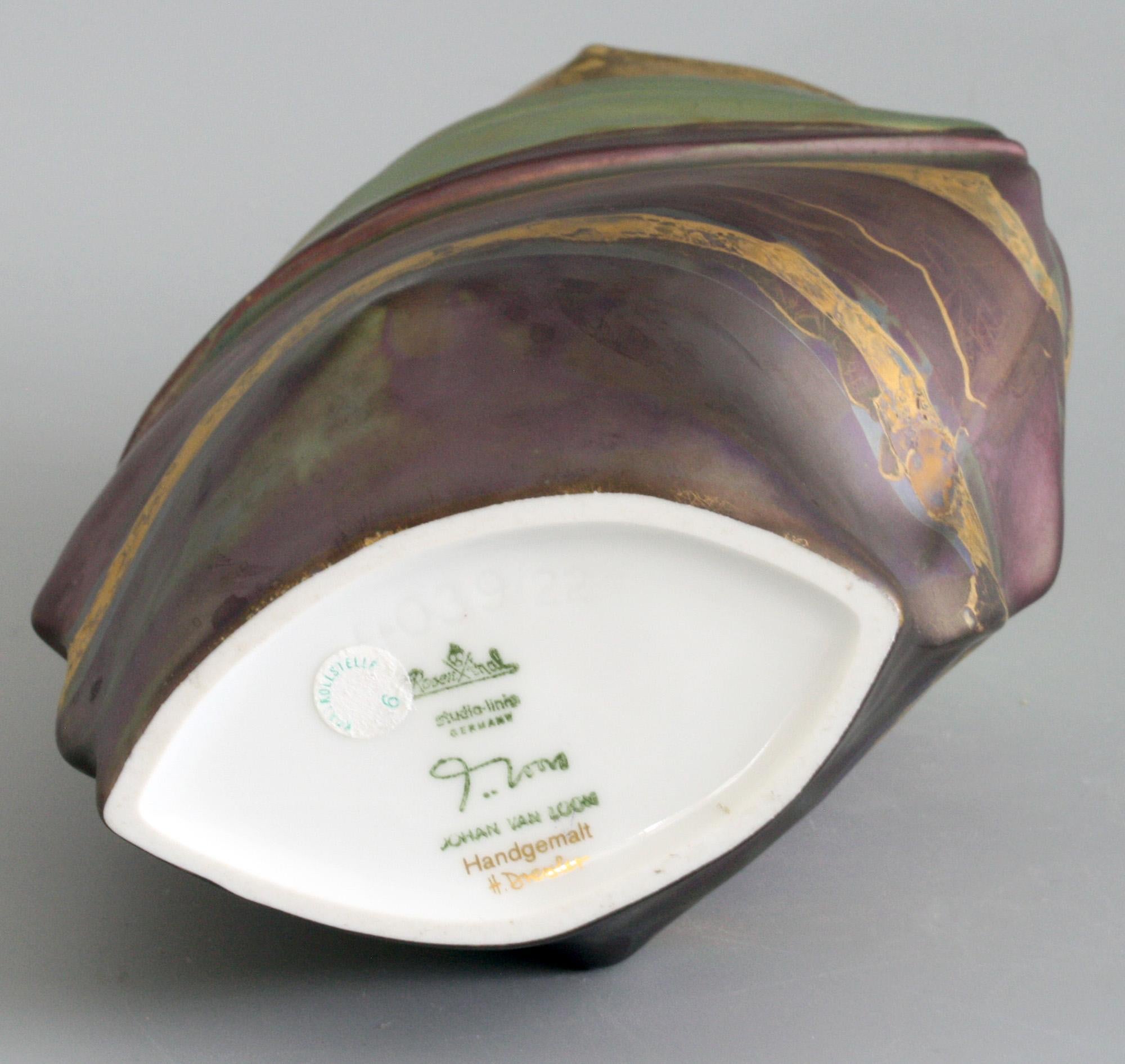 Late 20th Century Rosenthal Studio-Linie Johan Van Loon & H Dresler Metallic Glazed Vase