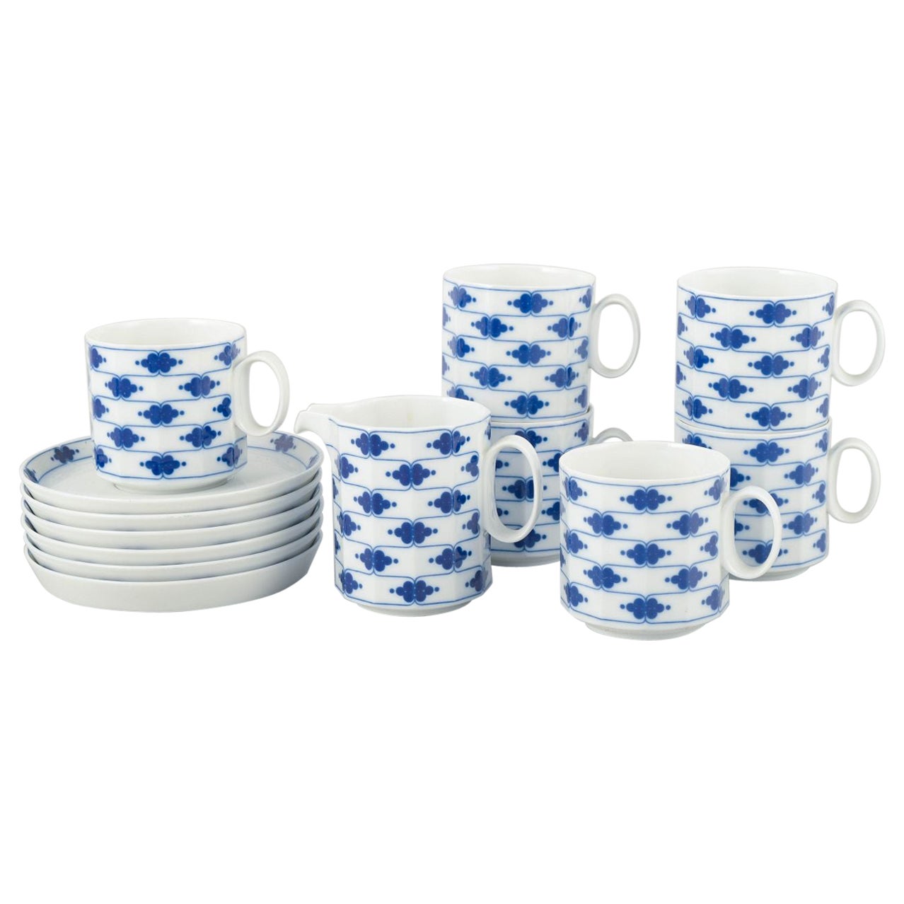 Rosenthal Studio-linie, six pairs of coffee cups with saucers and cream jug.