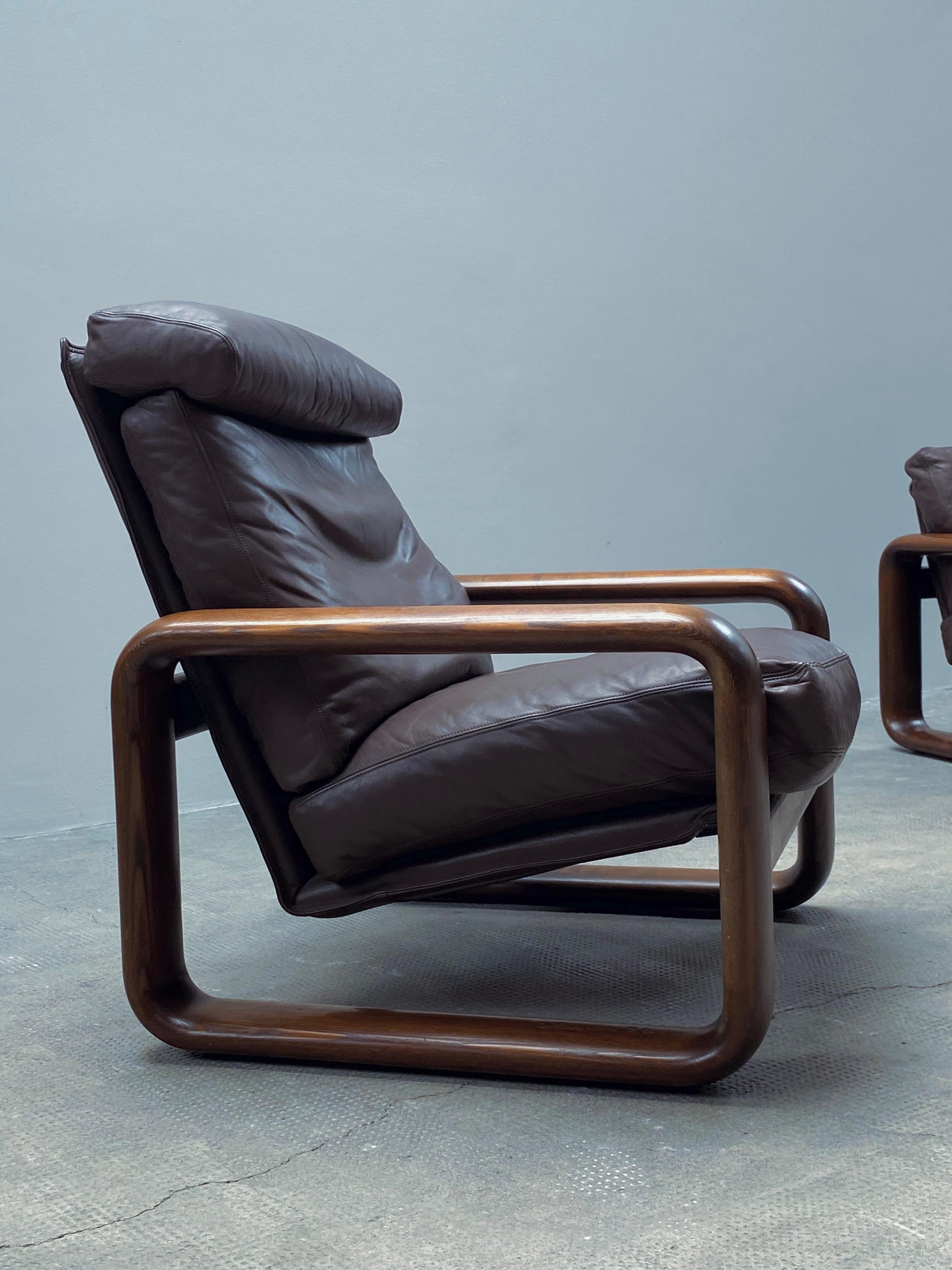 Fin du 20e siècle Rosenthal Studioline Ensemble canapé et Sessel Esche Holz Leder,Allemagne, 1970 en vente