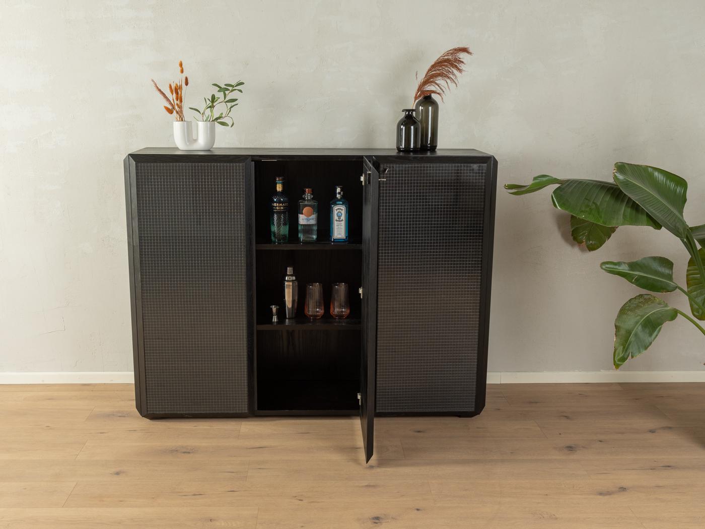Talete Highboard by Pierluigi Ghianda and Gabriele Regondi for Rosenthal from the 1980s. High-quality solid wood corpus made of black stained ash with three doors with glass plates and four shelves.

Quality Features:
 very good workmanship
