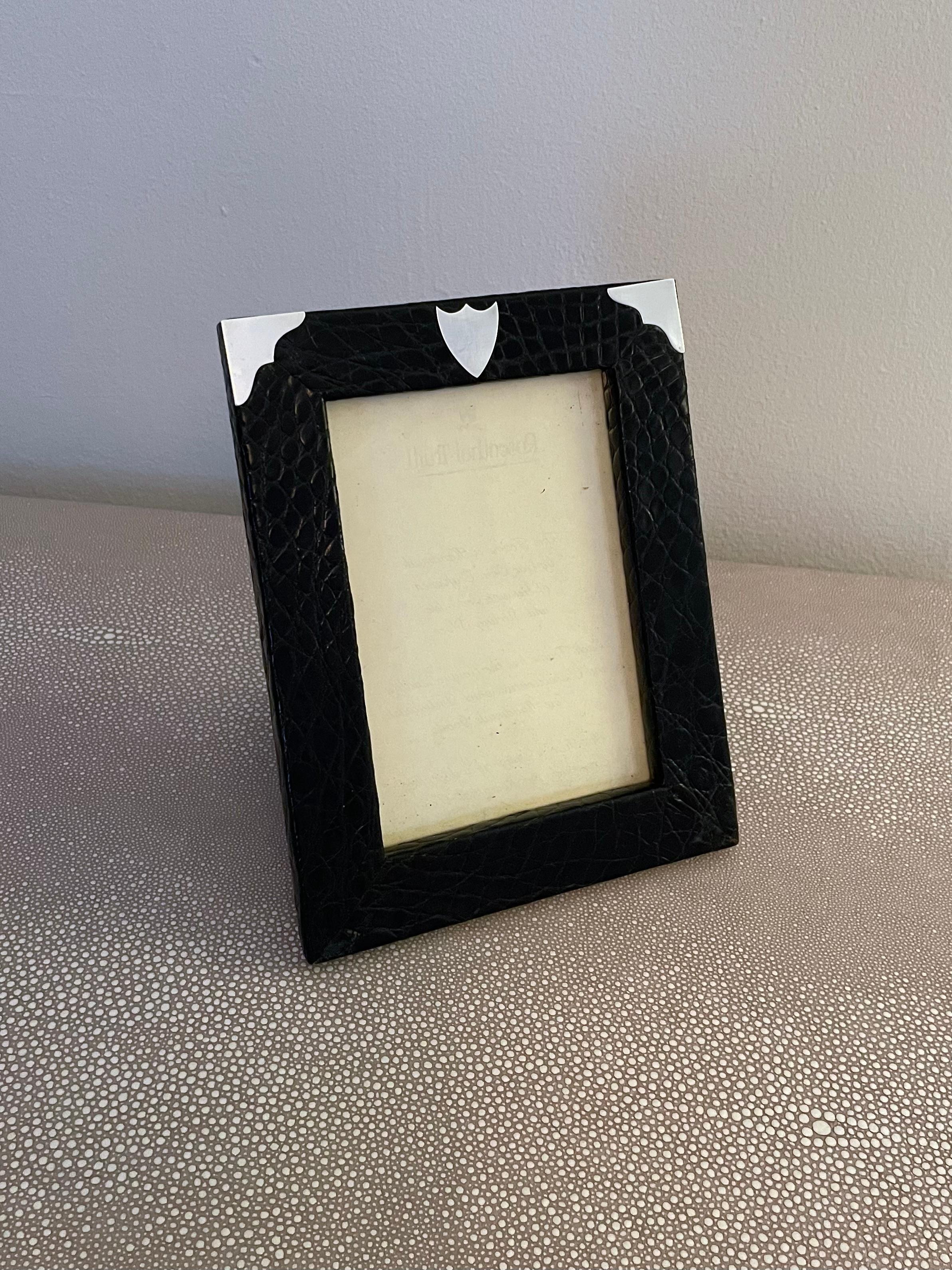 American Classical Rosenthal-Truitt Crocodile and Sterling Silver Picture Frame