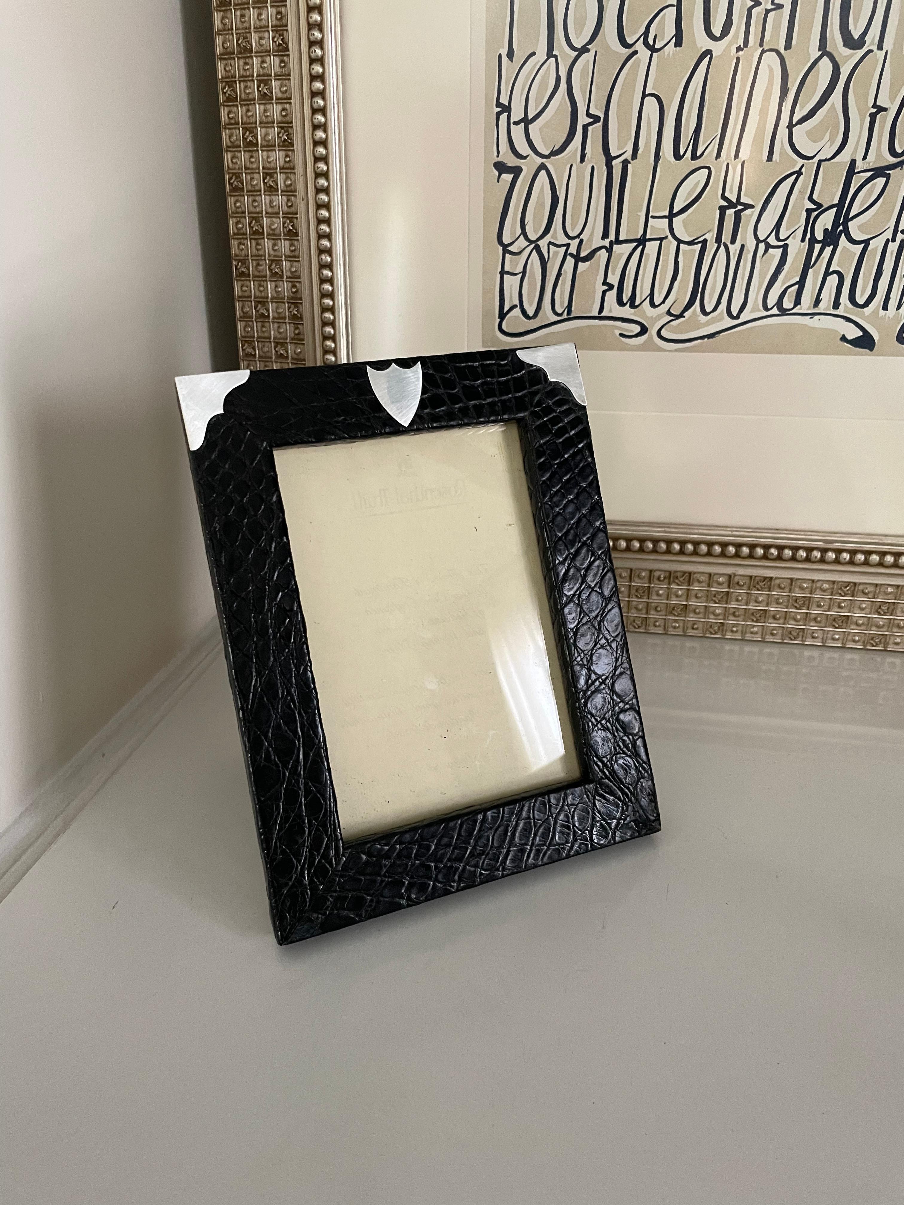 20th Century Rosenthal-Truitt Crocodile and Sterling Silver Picture Frame