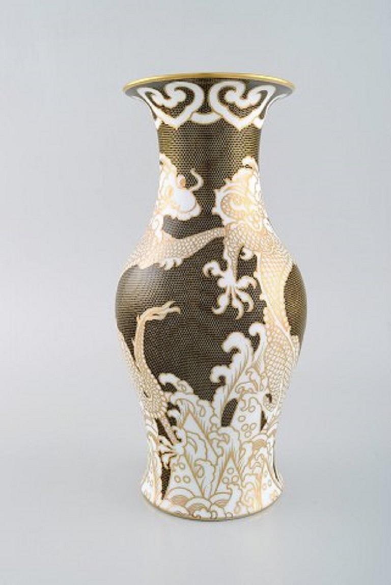 Chinoiserie Rosenthal Vase in Hand Painted Porcelain, Chinese Style, 1930s-1940s