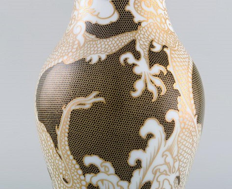 German Rosenthal Vase in Hand Painted Porcelain, Chinese Style, 1930s-1940s