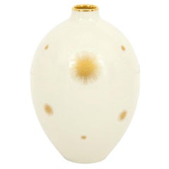 Rosenthal Vase, Porcelain, White and Gold Starburst, Signed