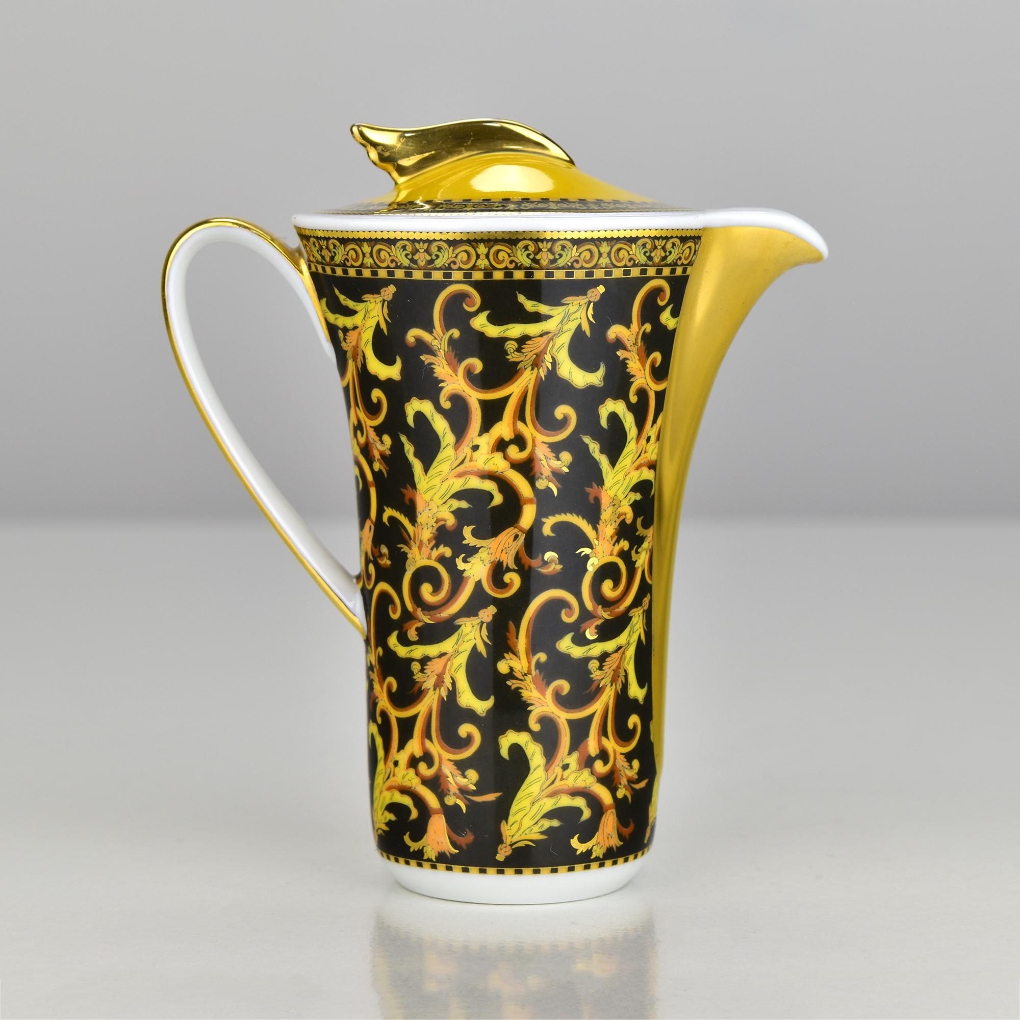 German Rosenthal Versace “Barocco” Creamer / Milk Jug with Gold Accents For Sale