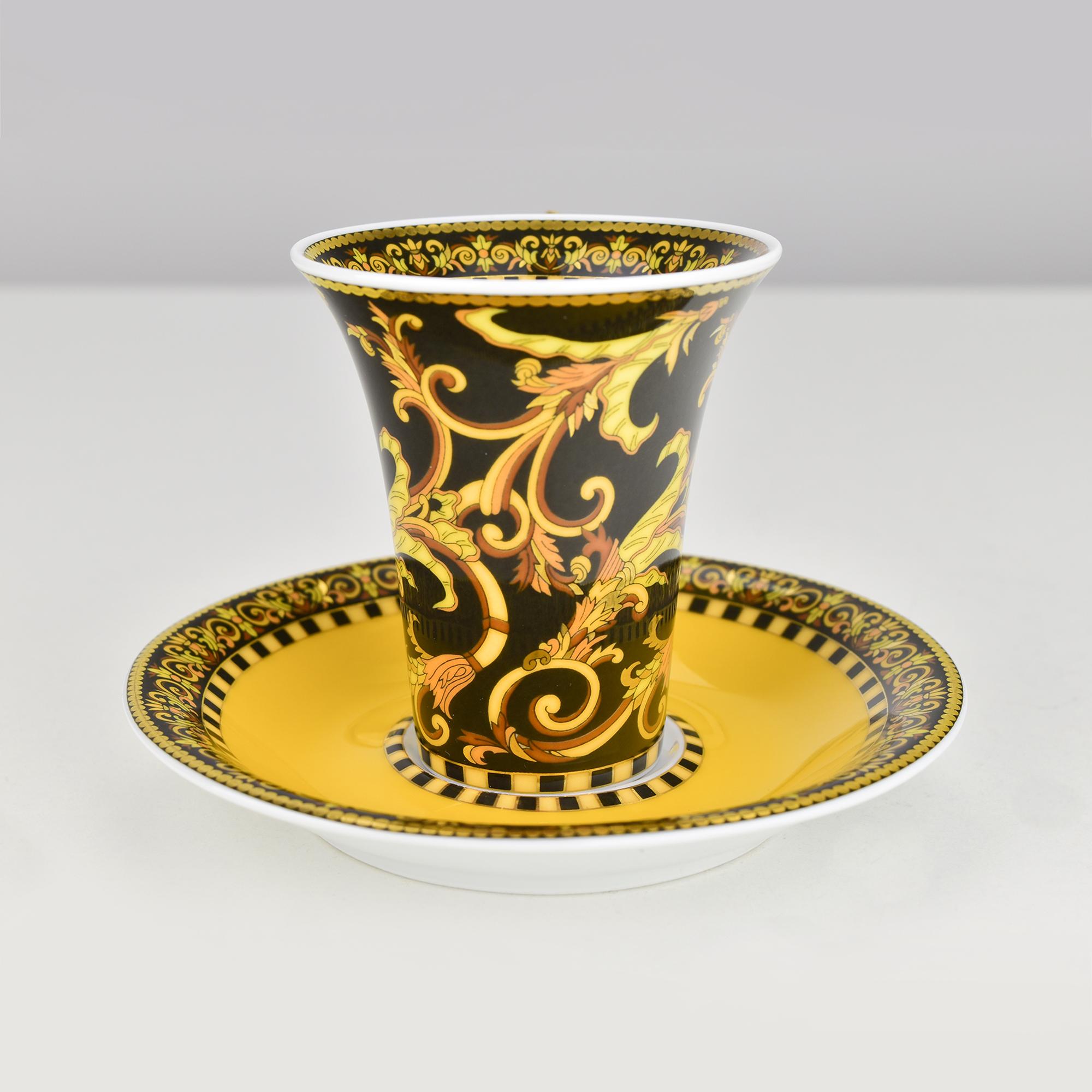 Rosenthal Versace Barocco Espresso Mocha Cup & Saucer Gold Paul Wunderlich (Deutsch) im Angebot