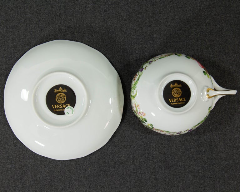 Rosenthal Versace, Flower Fantasy, Teacup and Saucer For Sale at 1stDibs