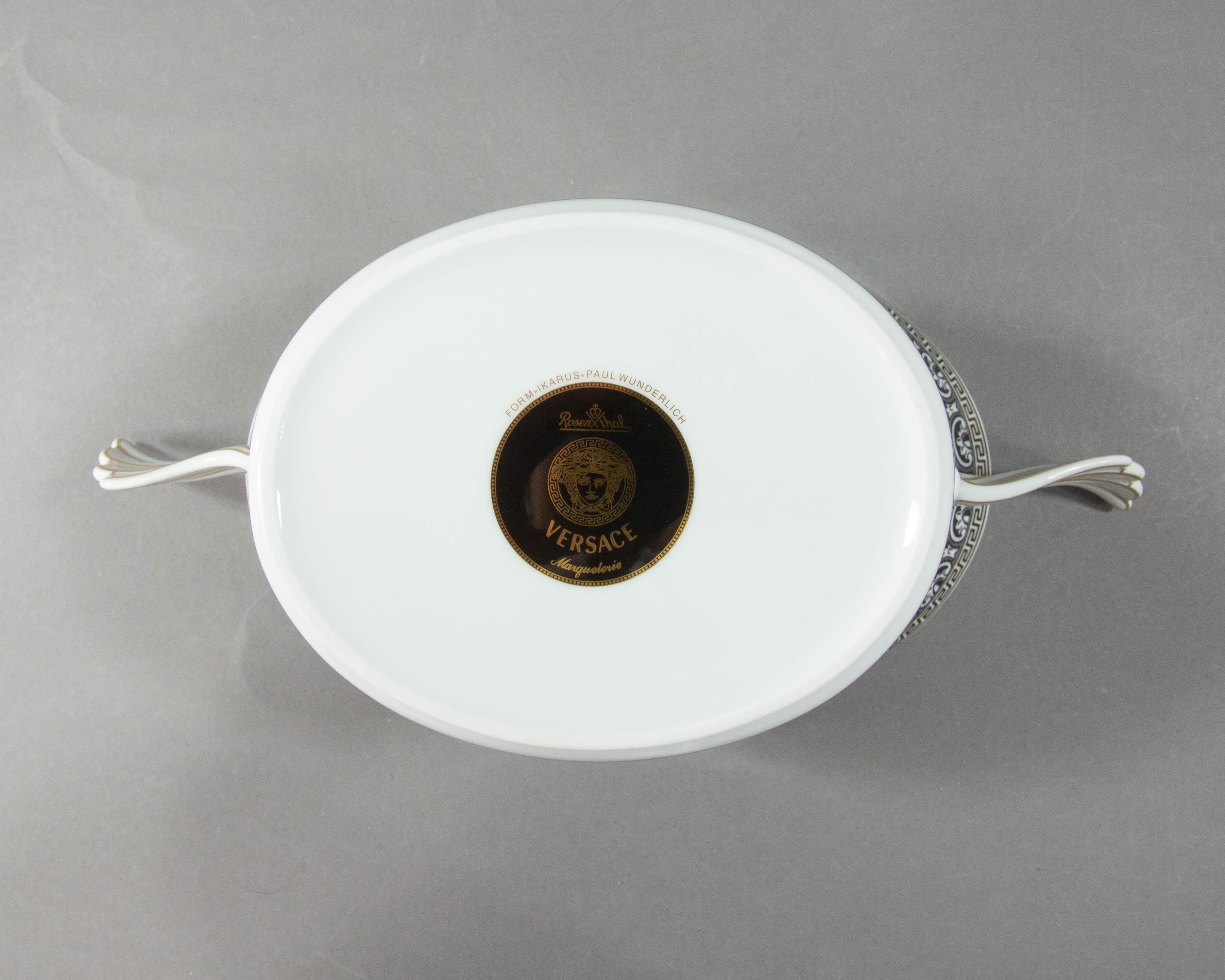 Porcelain Rosenthal Versace, Marqueterie, Lidded Serving Bowl For Sale