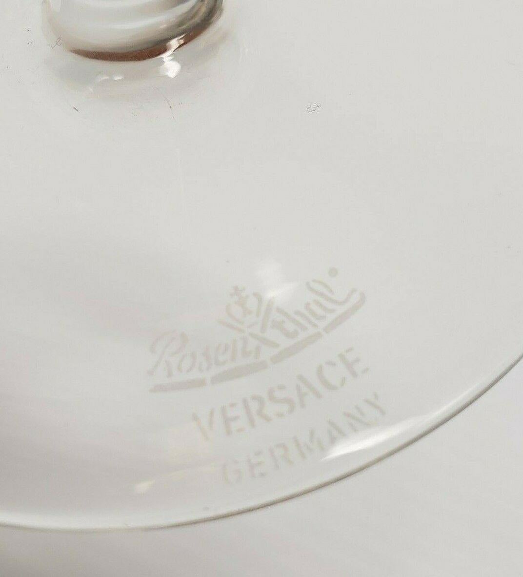 Modern Rosenthal Versace Medusa Lumiere Amber Crystal Wine Glass Set of Five, White