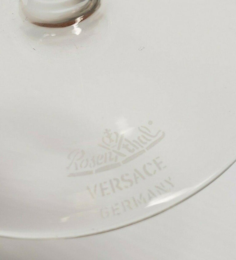 Contemporary Rosenthal Versace Medusa Lumiere Amber Crystal Wine Glass Set of Five, White For Sale