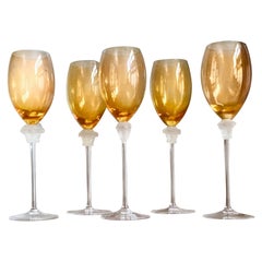 Rosenthal Versace Medusa Lumiere Amber Crystal Wine Glass Set of Five, White