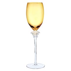 Rosenthal Versace Medusa Lumiere Bernstein Kristall Weinglas, weiß, mattierter Stem