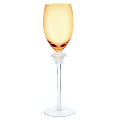 Rosenthal Versace Medusa Lumiere Amber Crystal Wine Glass, White, Frosted Stem