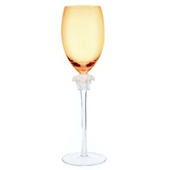 Rosenthal Versace Medusa Lumiere Bernstein Kristall Weinglas:: weiß:: mattierter Stiel