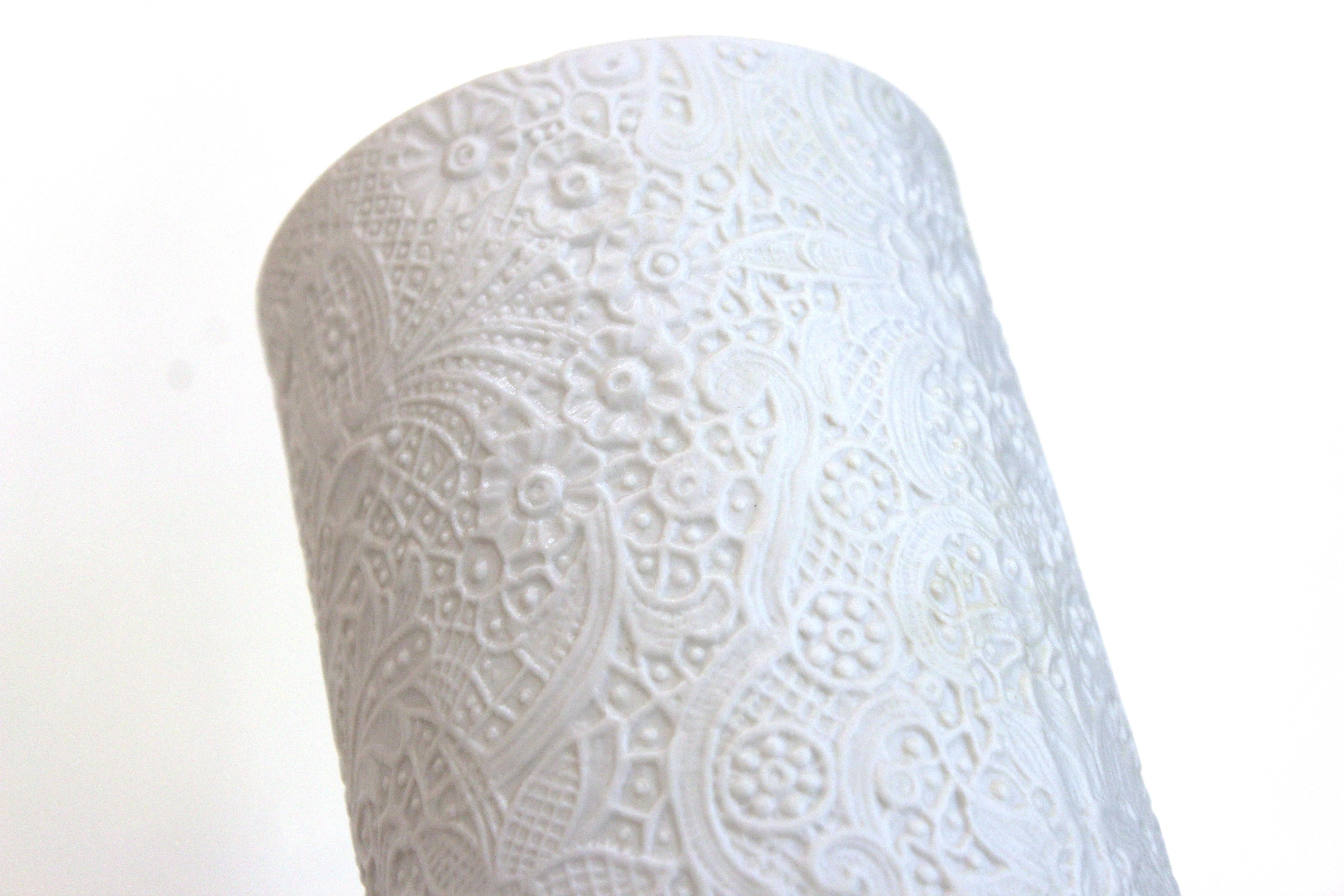 Modern Rosenthal White Porcelain Bisque Lace Design Vase