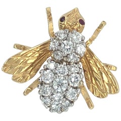 Rosenthal Yellow Gold Diamond Ruby Bee Pin