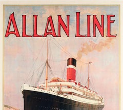 Affiche d'origine de bateaux Rosenvinge, Allan Line, Londres, Montréal, 1900