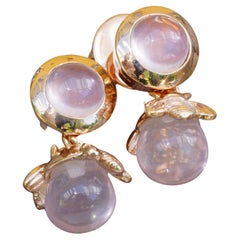 Rosequartz Bee Earstuds Made by Famous Jewelry Designer Chilango / Silver Plated