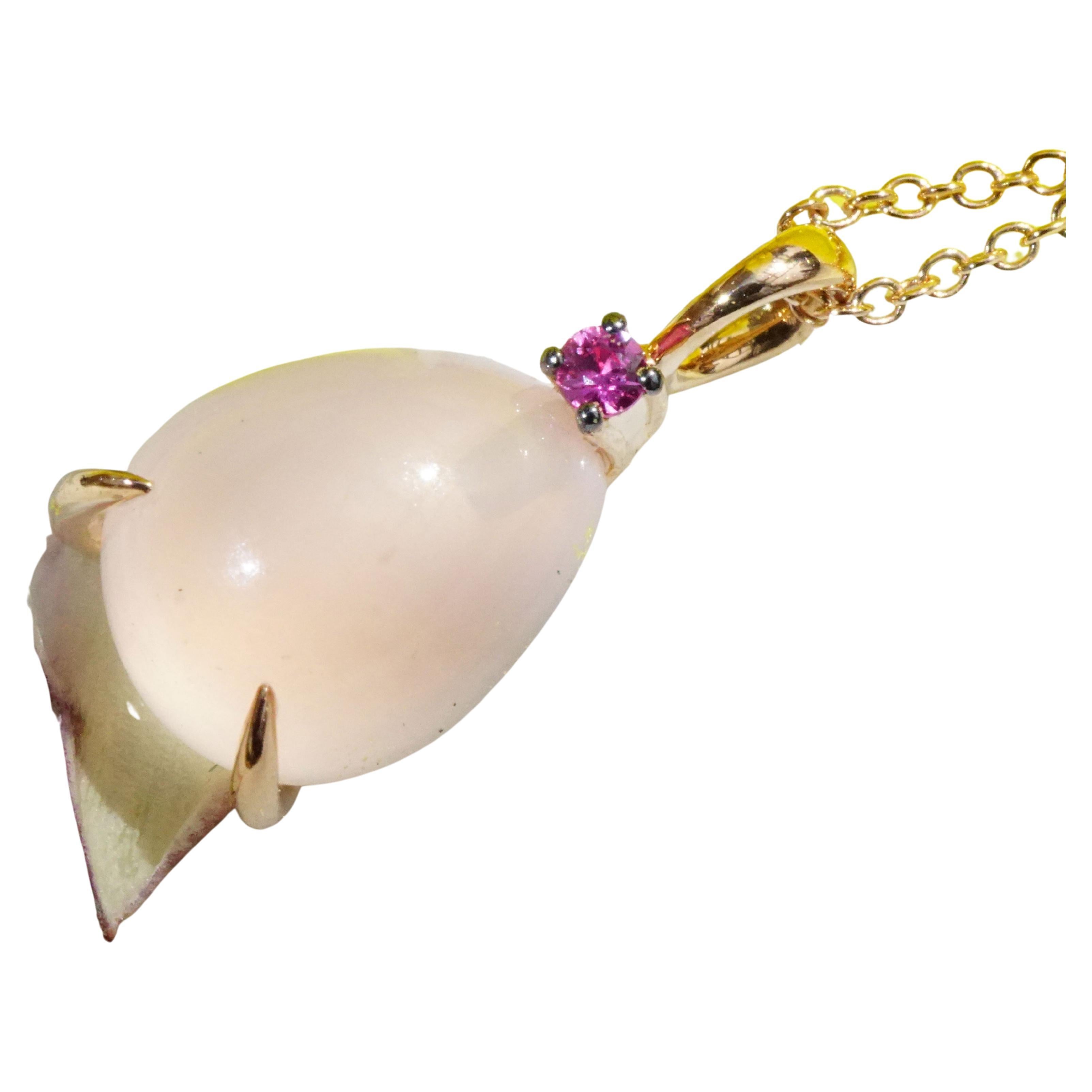 Modern Rosequartz Pink Saphire Drop Pendant So Sweet Made in Italy Finest Quality For Sale