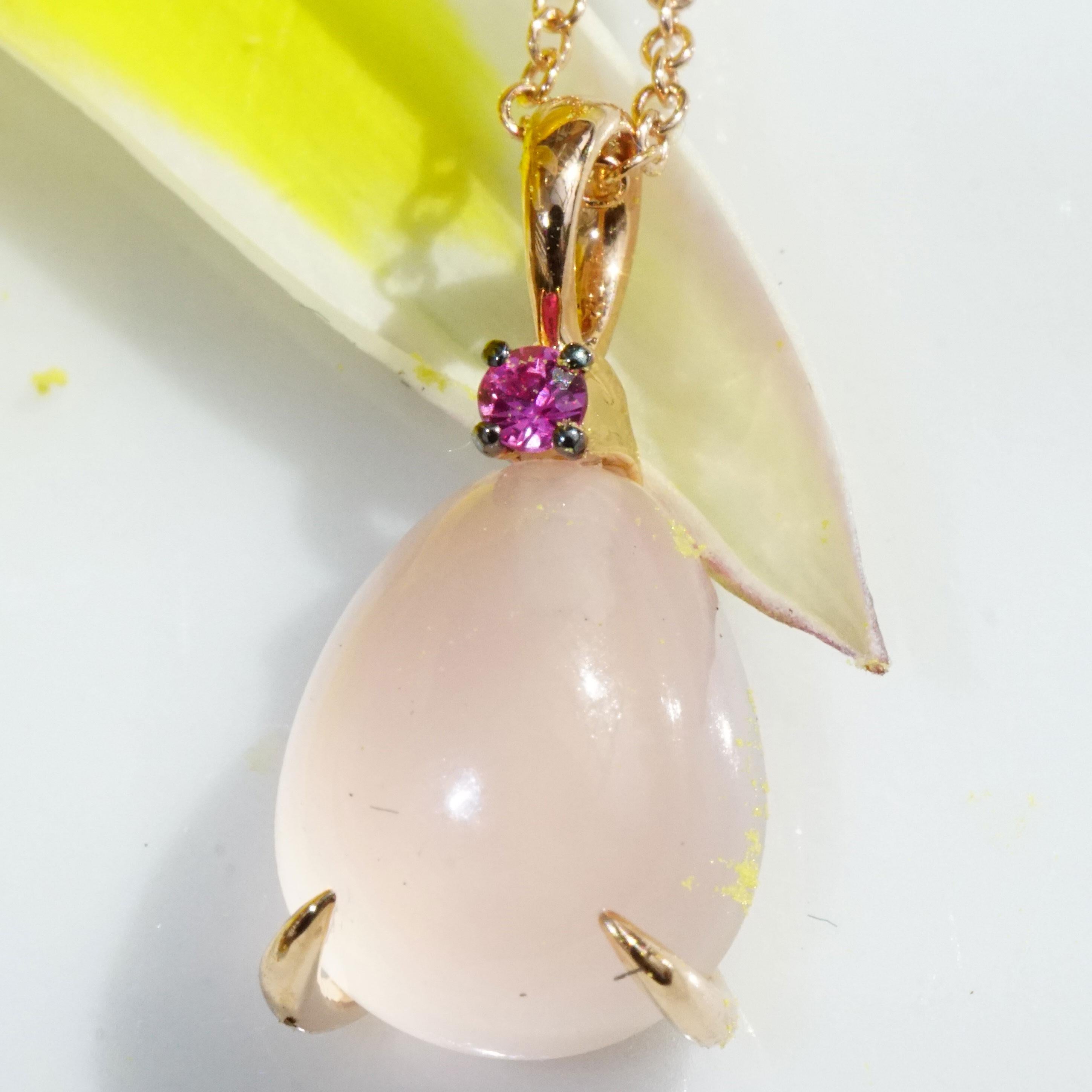 Women's or Men's Rosequartz Pink Saphire Drop Pendant So Sweet Made in Italy Finest Quality For Sale