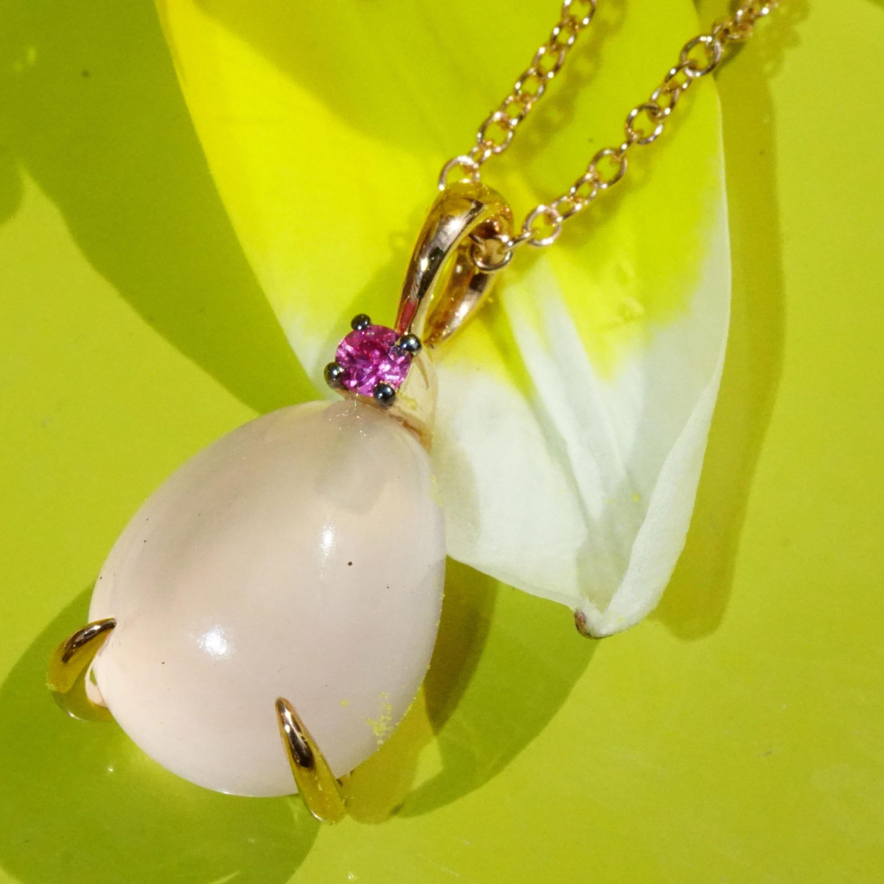 Rosequartz Pink Saphire Drop Pendant So Sweet Made in Italy Finest Quality For Sale 1