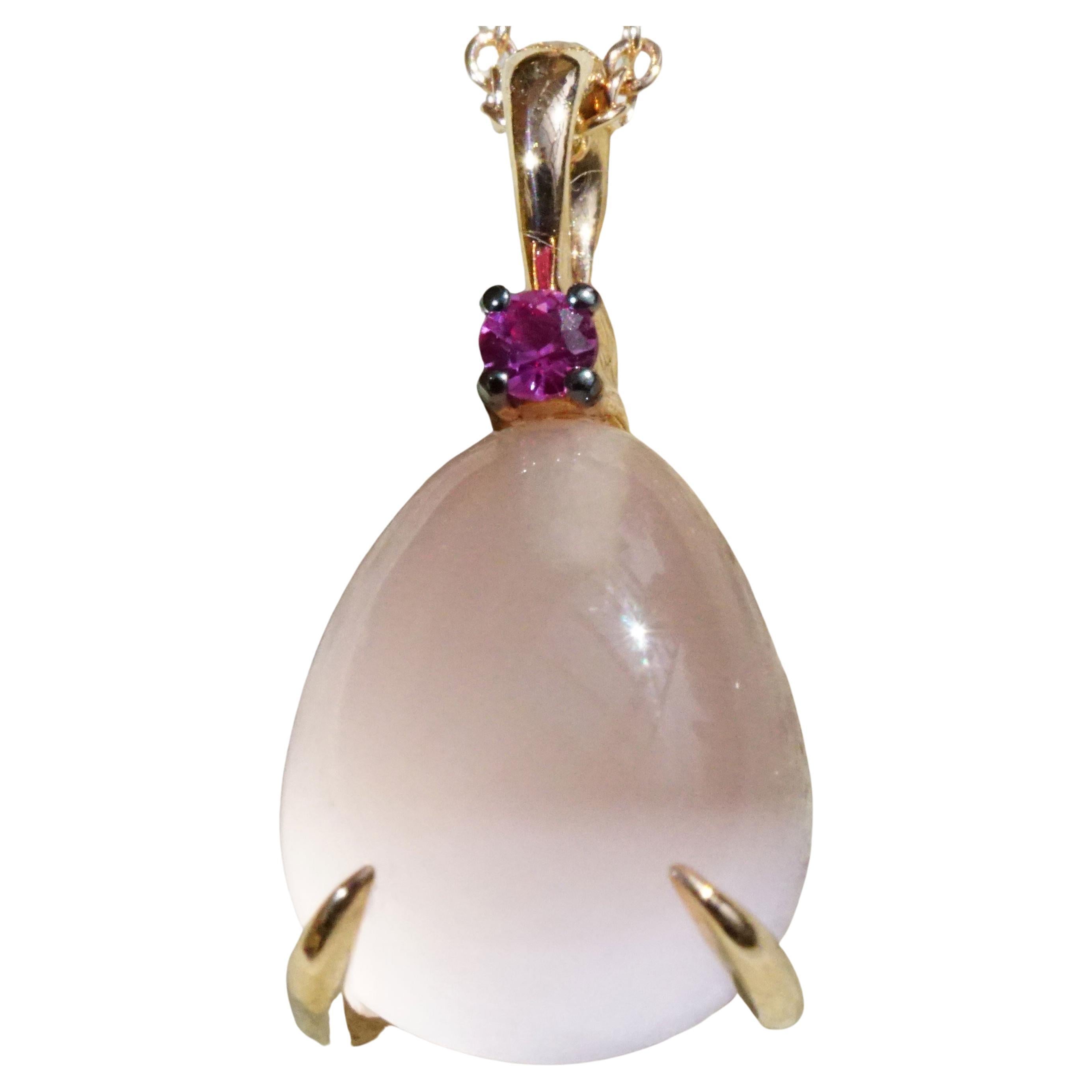 Rosequartz Pink Saphire Drop Pendant So Sweet Made in Italy Finest Quality For Sale