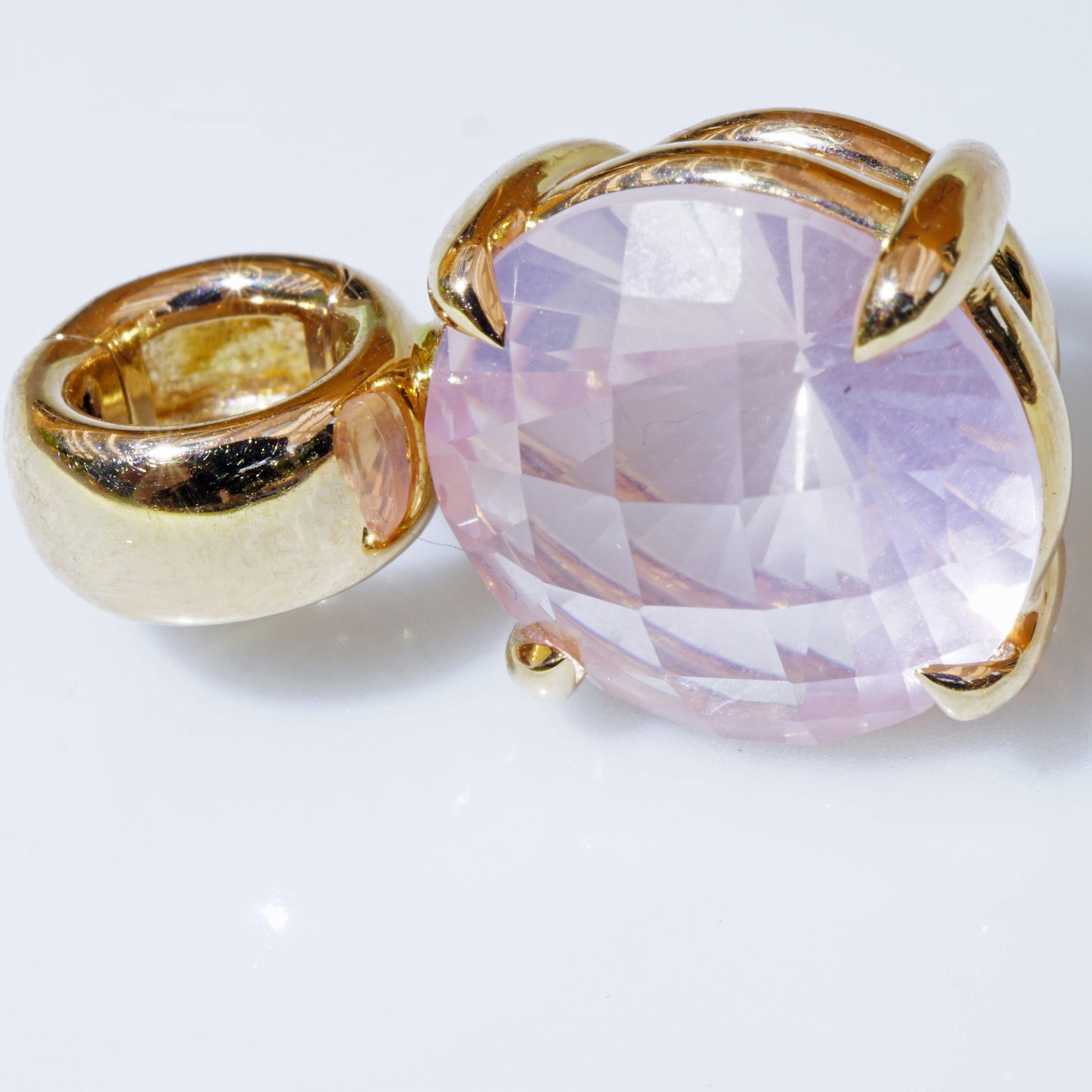 Ciondolo Rosequarz 18 kt Solido artigianale Rosequartz made in Italy in vendita 5