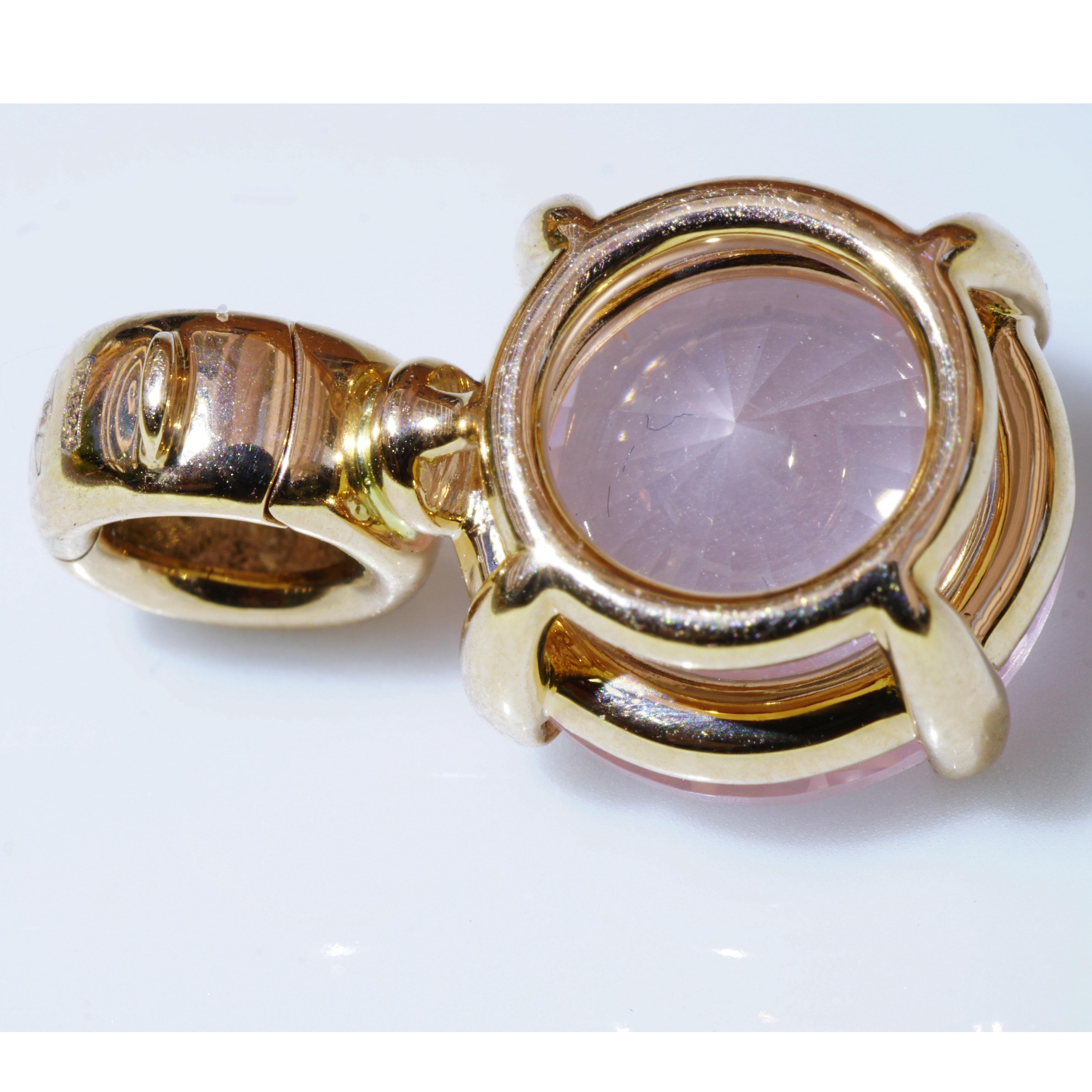 Moderno Ciondolo Rosequarz 18 kt Solido artigianale Rosequartz made in Italy in vendita