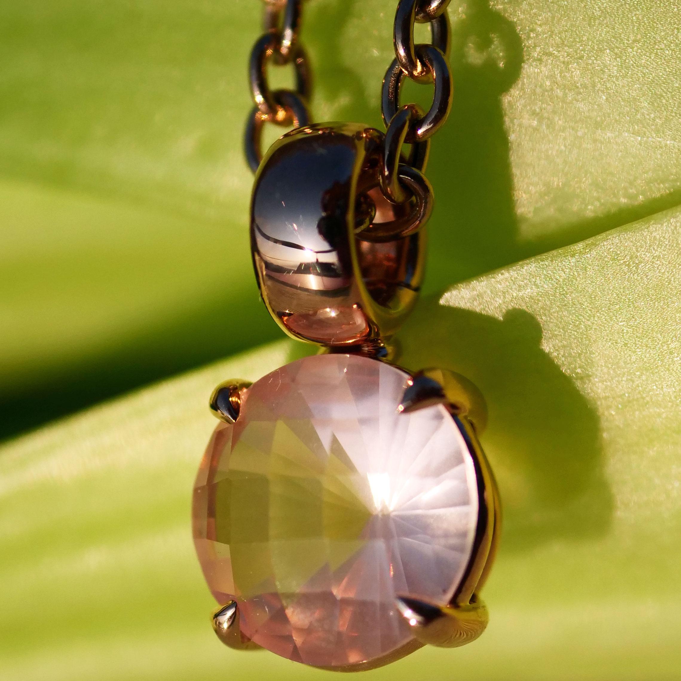 Ciondolo Rosequarz 18 kt Solido artigianale Rosequartz made in Italy in vendita 2