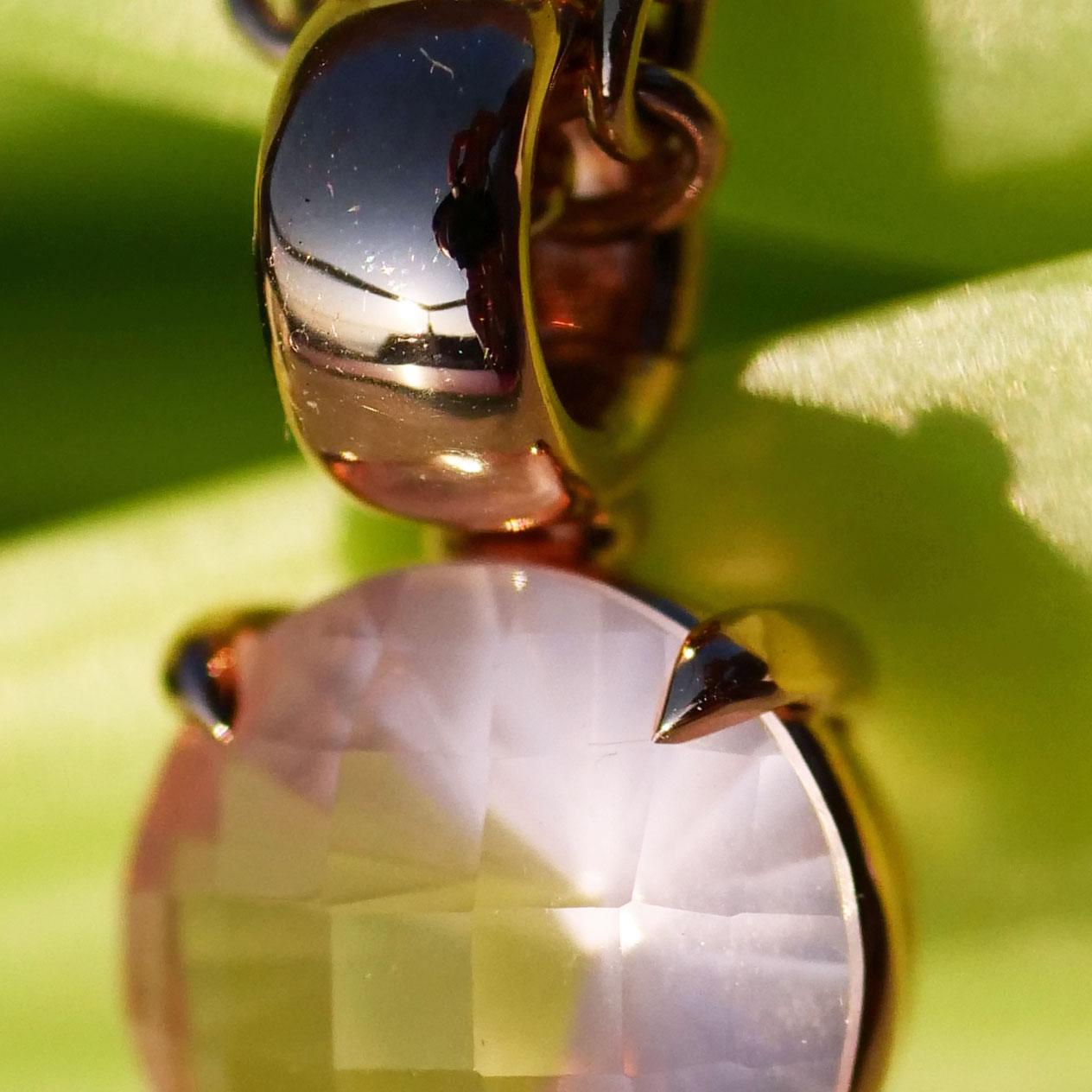 Ciondolo Rosequarz 18 kt Solido artigianale Rosequartz made in Italy in vendita 3